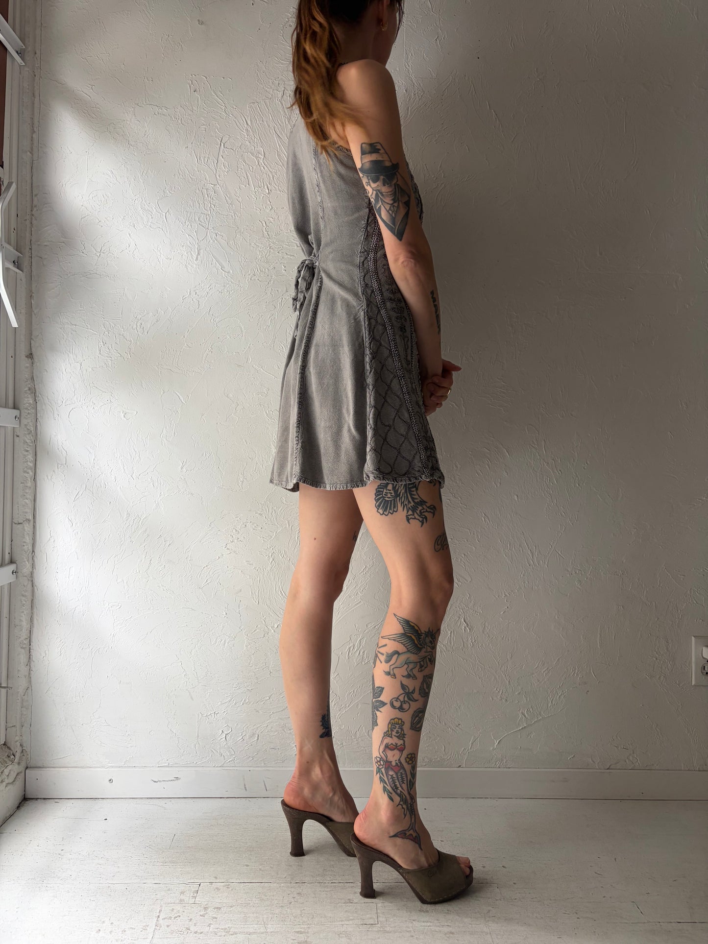 90s 'Ultimatum' Gray Fairycore Mini Dress / Small