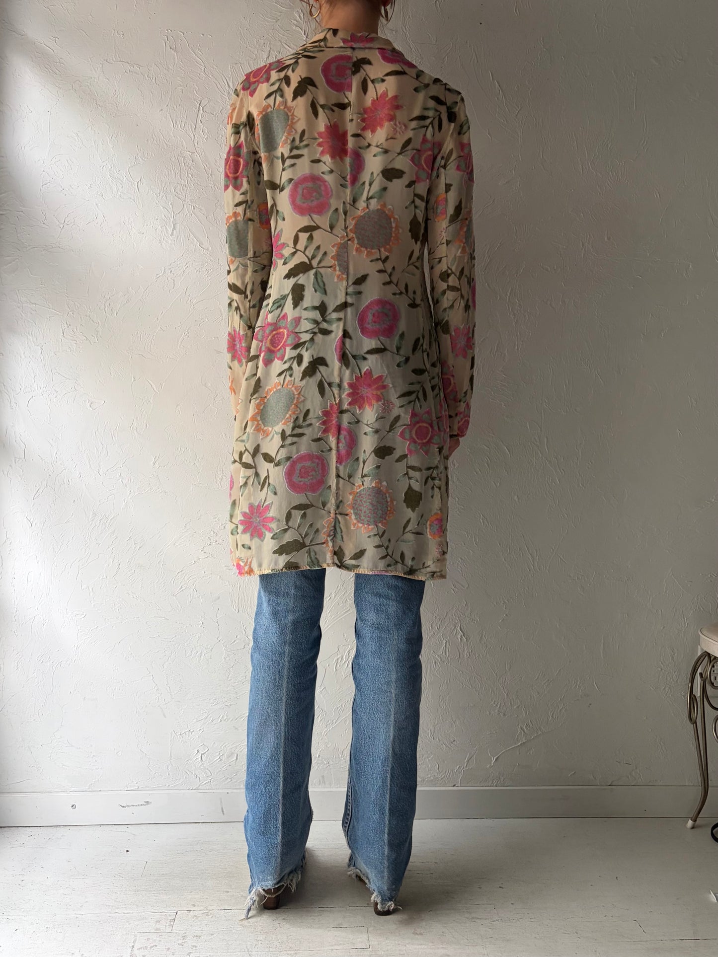 Vintage 'Emporio Armani' Sheer Floral Hippy Jacket / Small