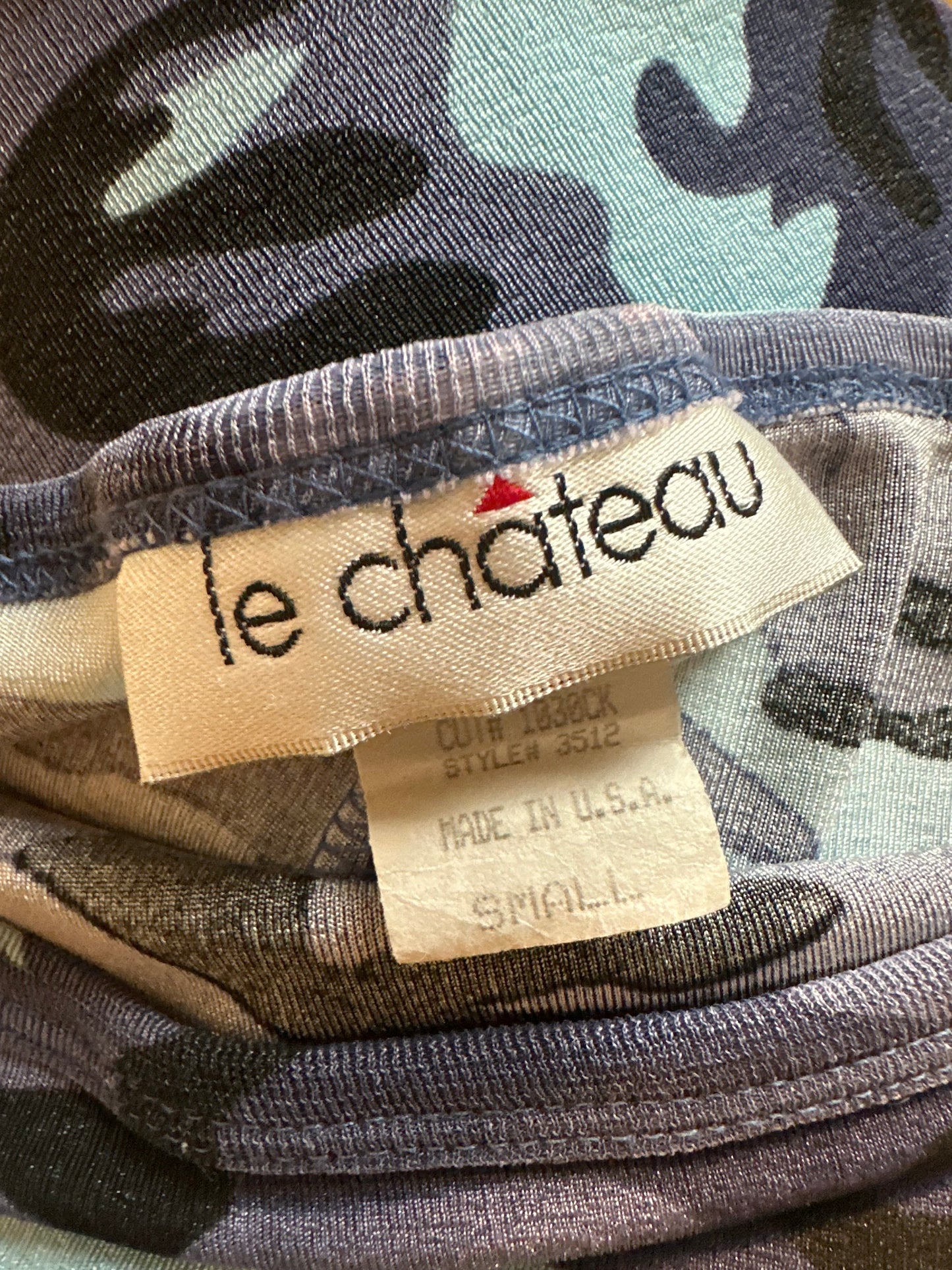 90s 'Le Chateau' Blue Camo Maxi Skirt / Small