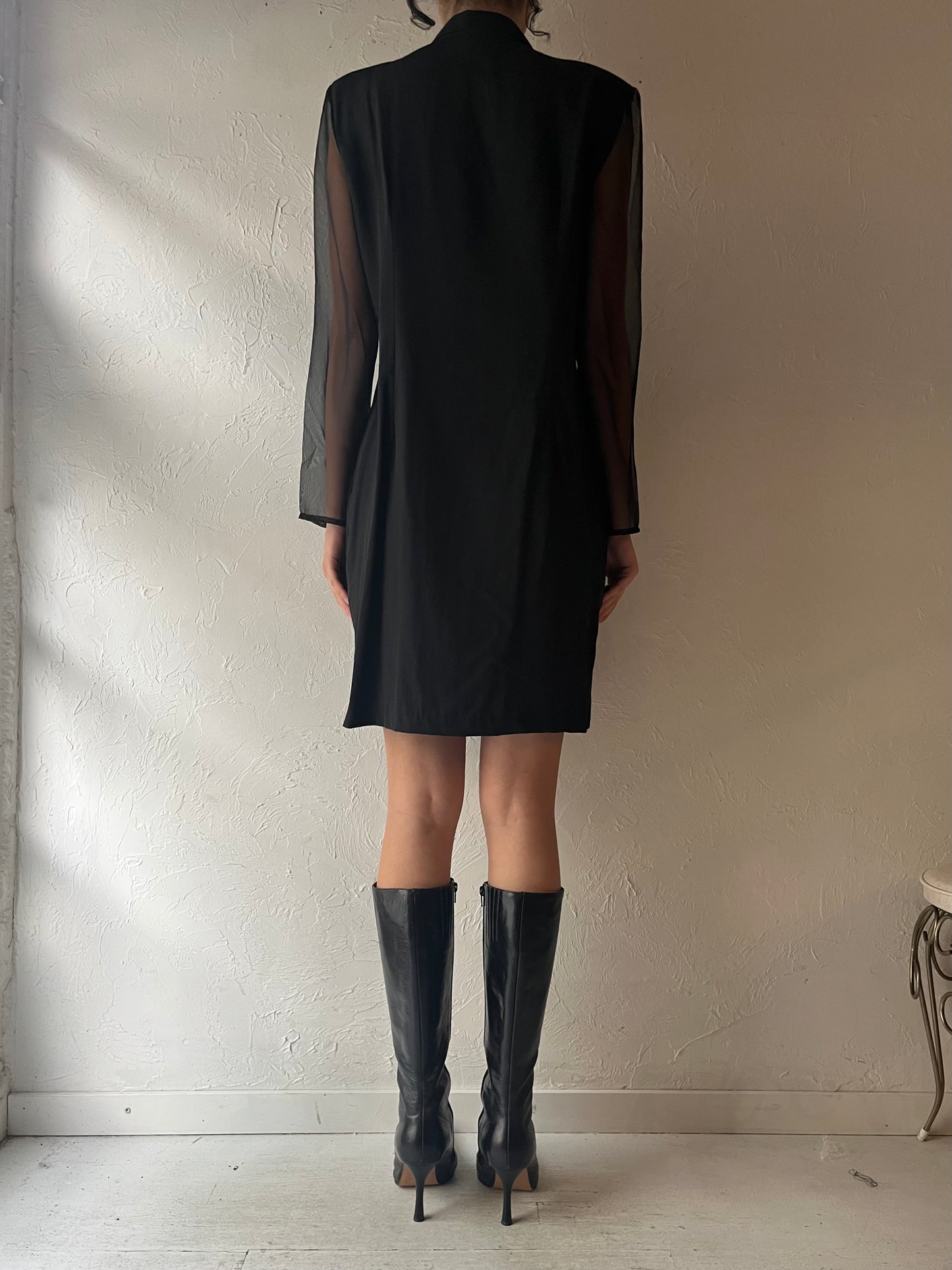 80s 'Dramatix' Black Double Breasted Mini Dress / Large