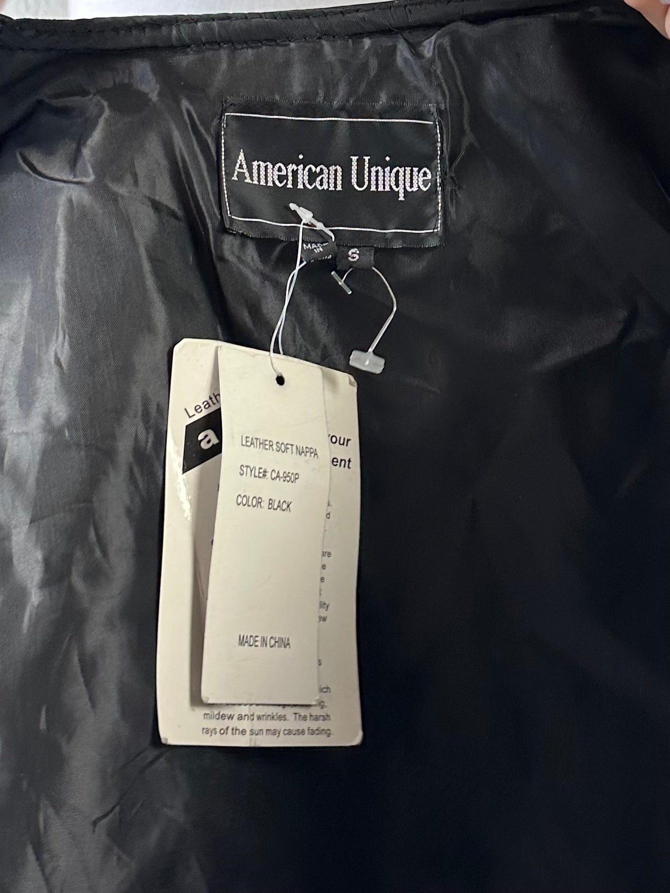 90s ‘American Unique’ Black Leather Patchwork Vest / Small