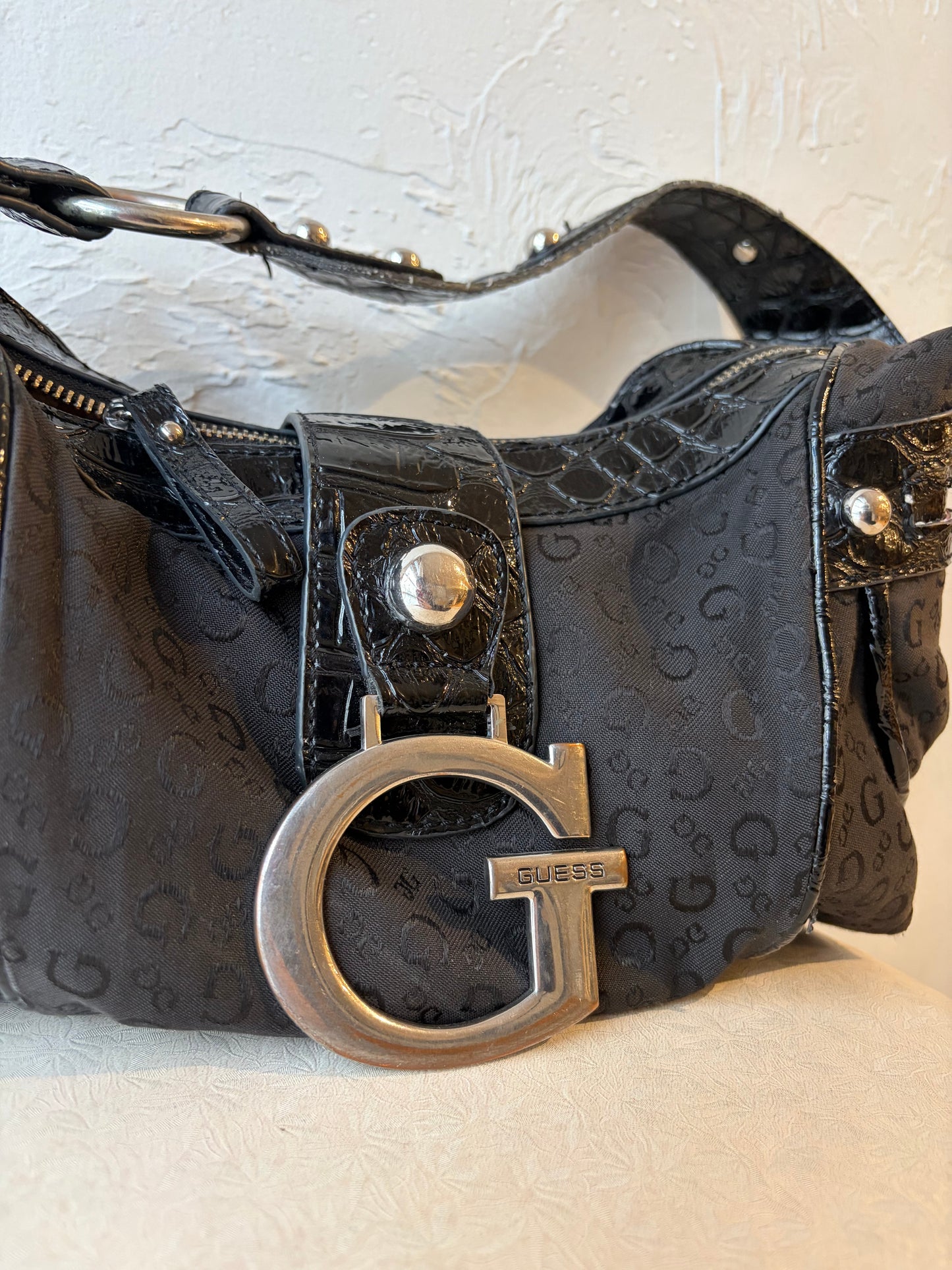 Y2K ‘Guess’ Black Monogram Purse