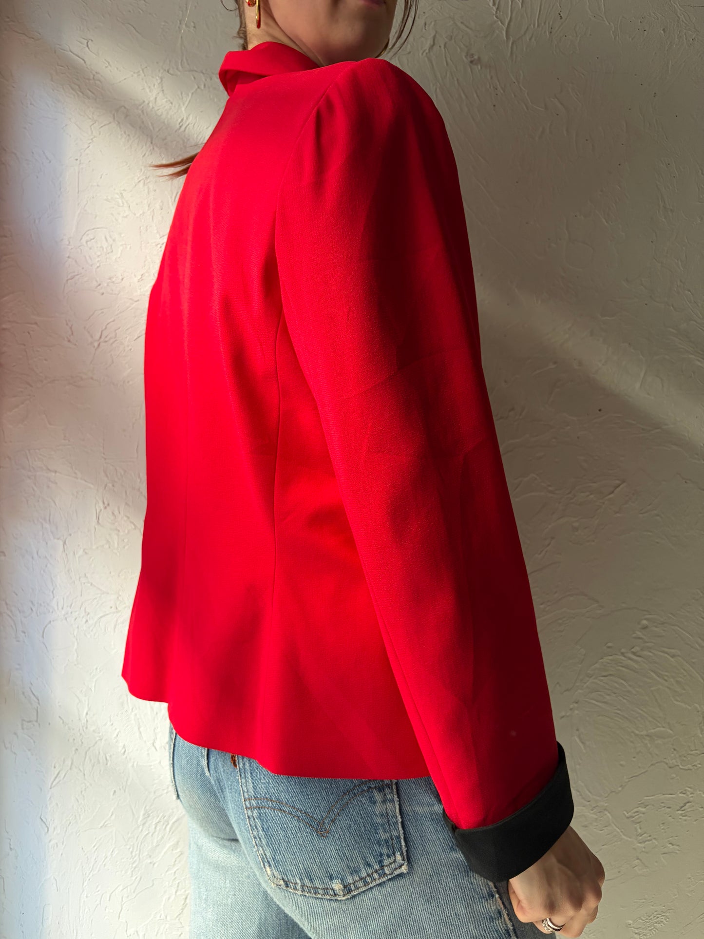 90s 'Jaqueline Ferrar' Red Blazer Jacket / Medium