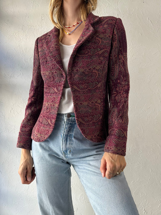 Y2k 'Worthington' Burgundy Tapestry Jacket / Small