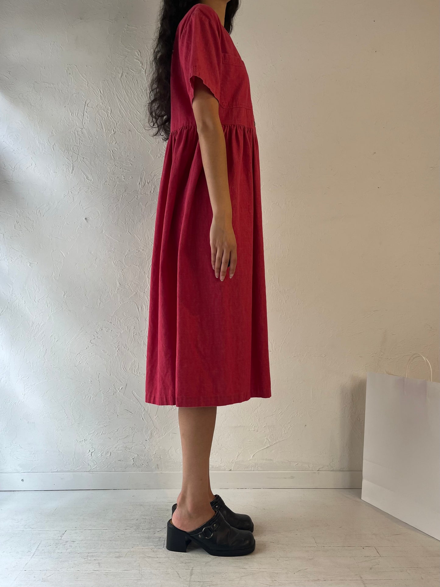 Vintage Handmade Red Midi Dress / Medium