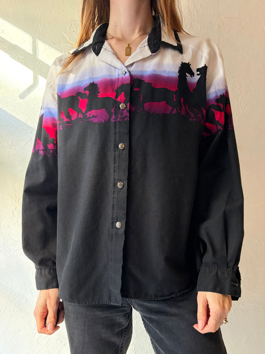 80s 'Roper' Western Button Up Shirt / Medium