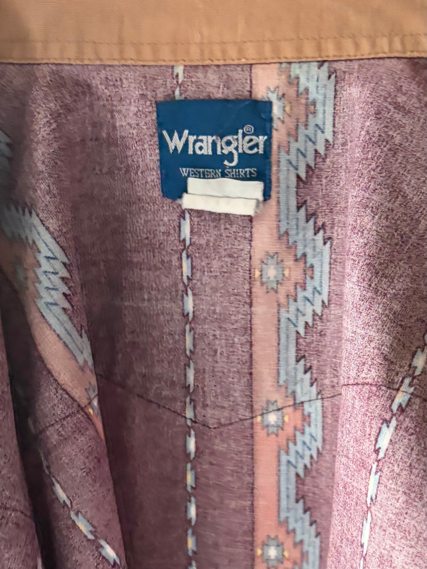 Y2k 'Wrangler' Retro Patterned Western Snap Up Shirt / Vintage 2000s Cowboy Work Wear Shirt / Large