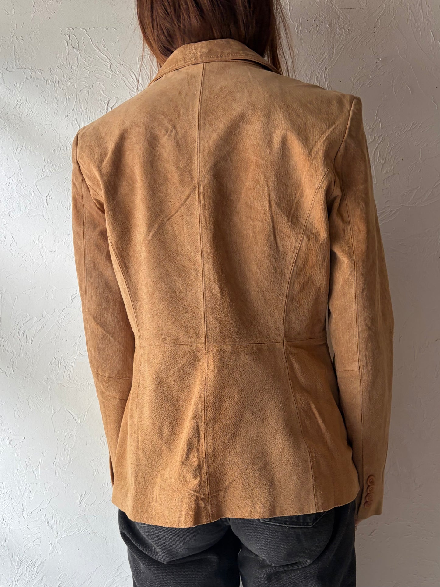 Y2k 'Chadwicks' Suede Leather Minimalist Blazer Jacket / Medium
