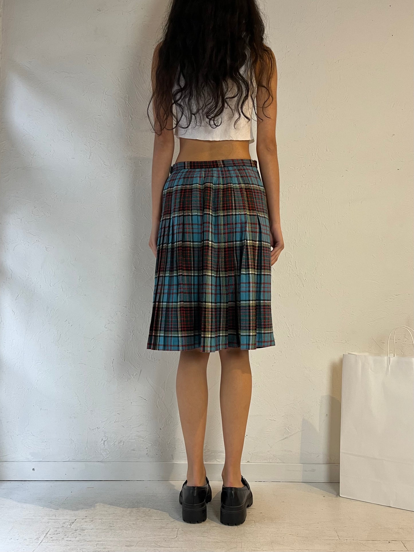 70s ‘Moffat’ Blue Plaid Midi Skirt / Medium