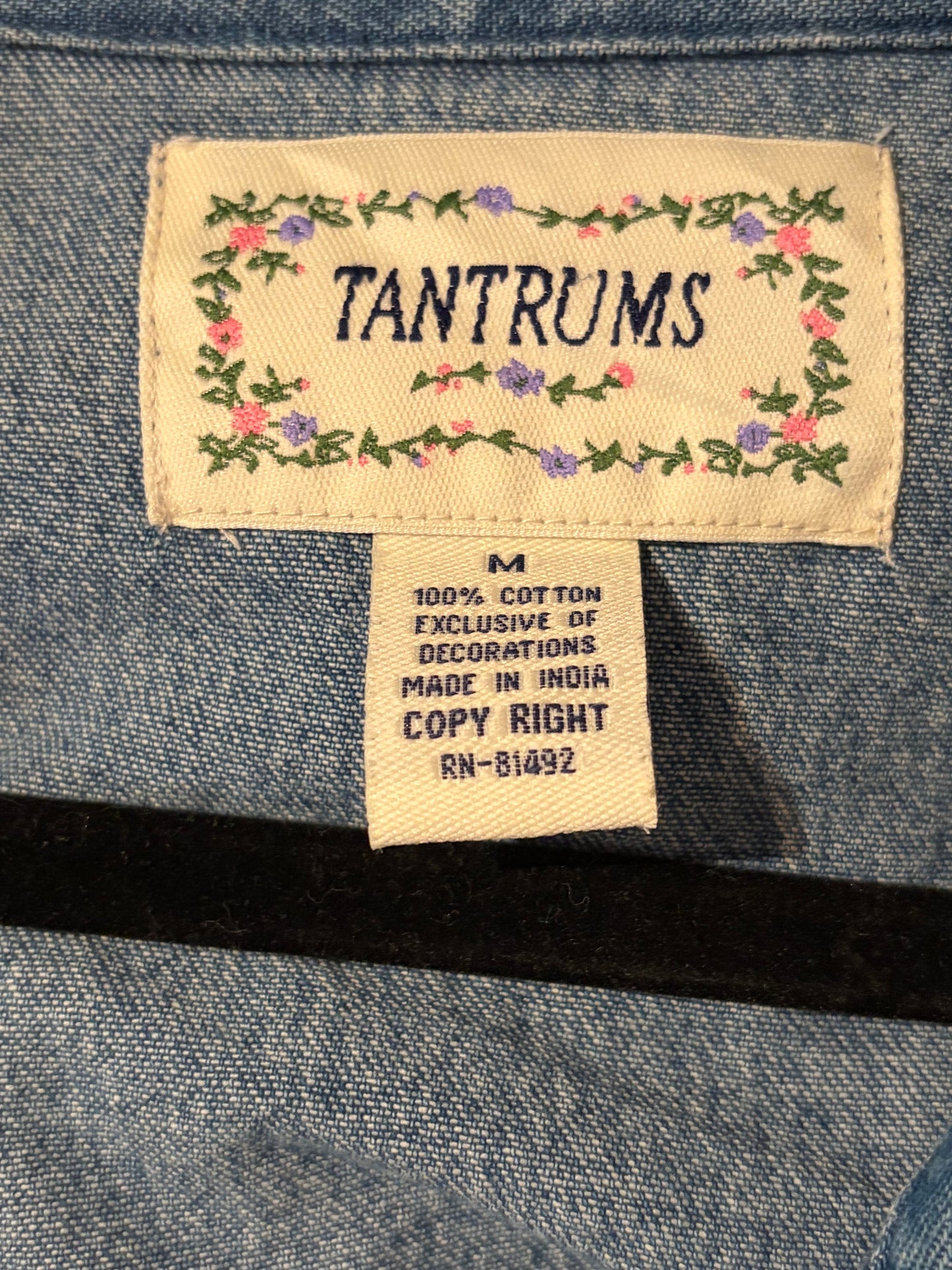 90s 'Tantrum' Beaded Denim Jacket / Medium