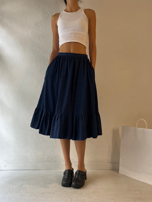 90s Denim Peasant Skirt / Small - Medium