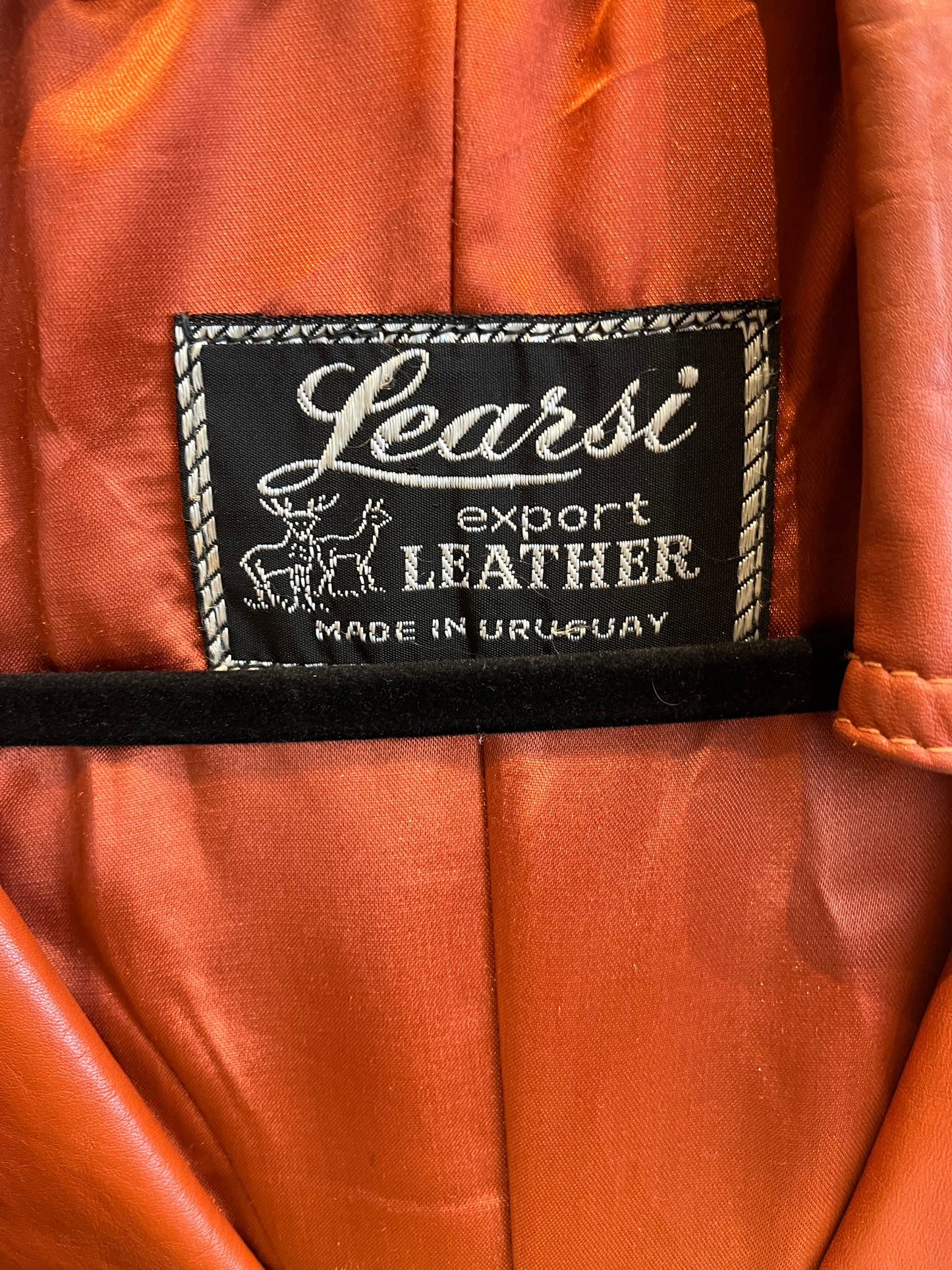 70s ‘Learsi’ Orange Leather Trench Coat / Small