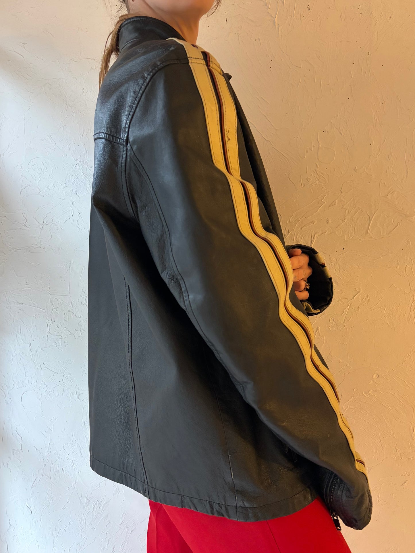 Y2k 'Street Legal' Leather Jacket / Large