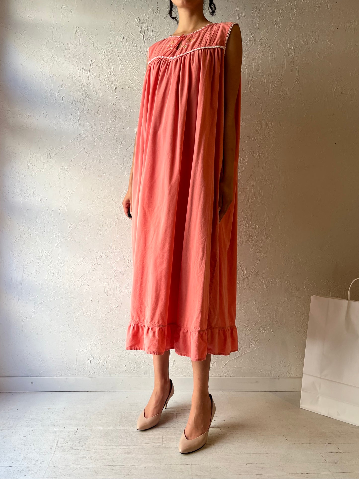 90s 'PS Intimates' Pink Cotton Dress / Medium