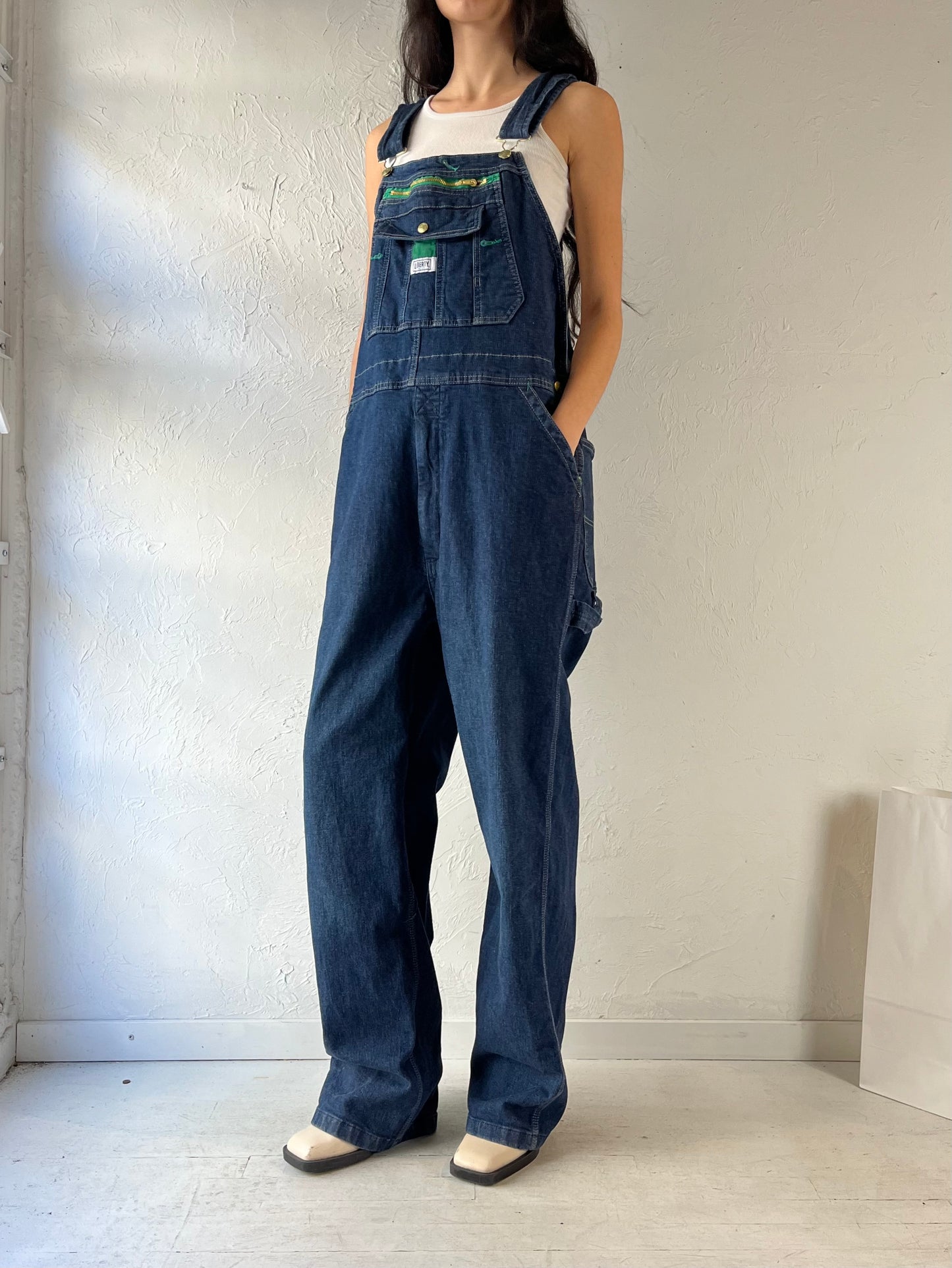 Y2k ‘Liberty’ Dark Wash Denim Overalls / Large / XL