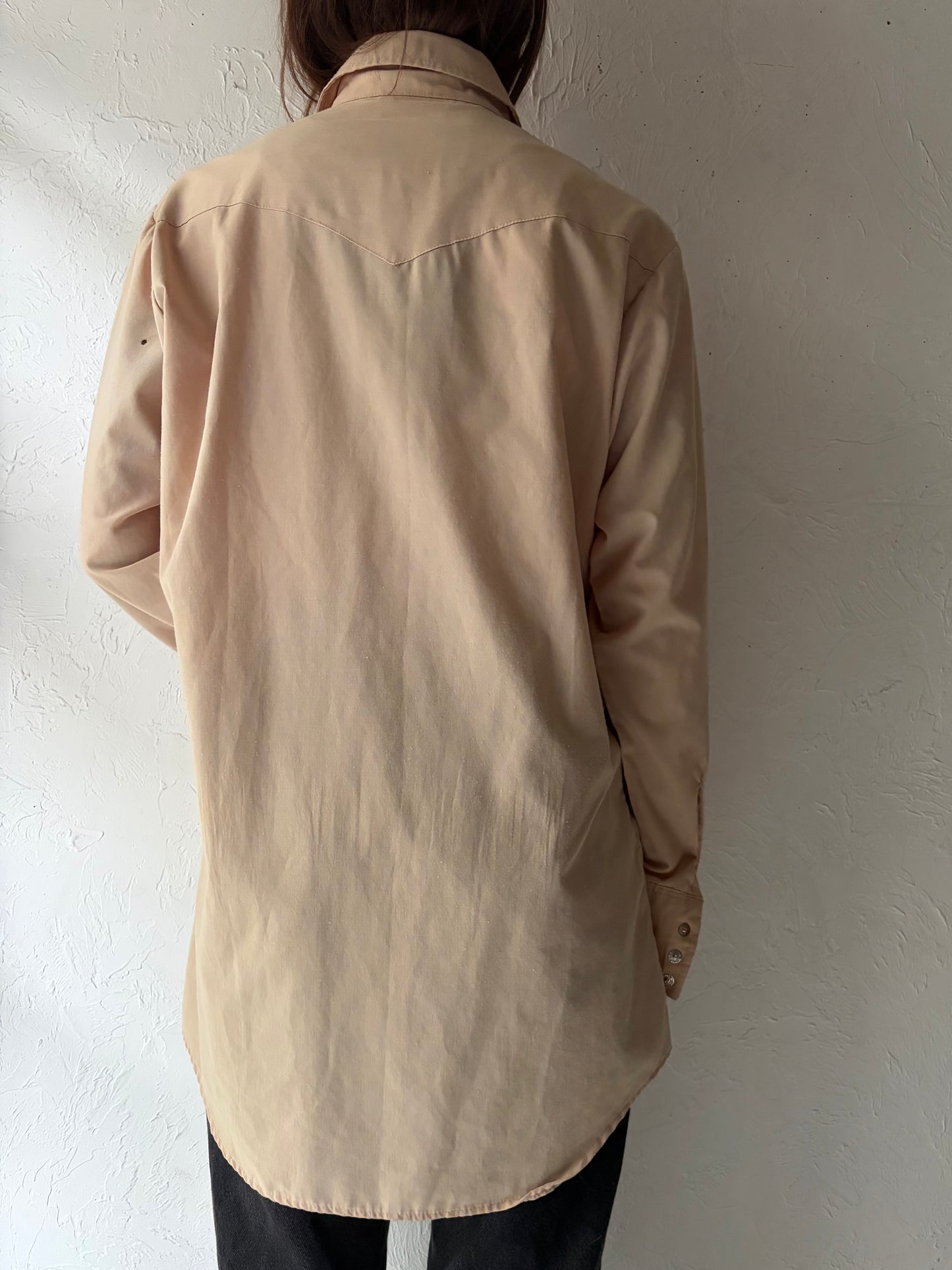 80s 'Western's Best' Tan Western Snap Up Cowboy Work Wear Shirt / Large