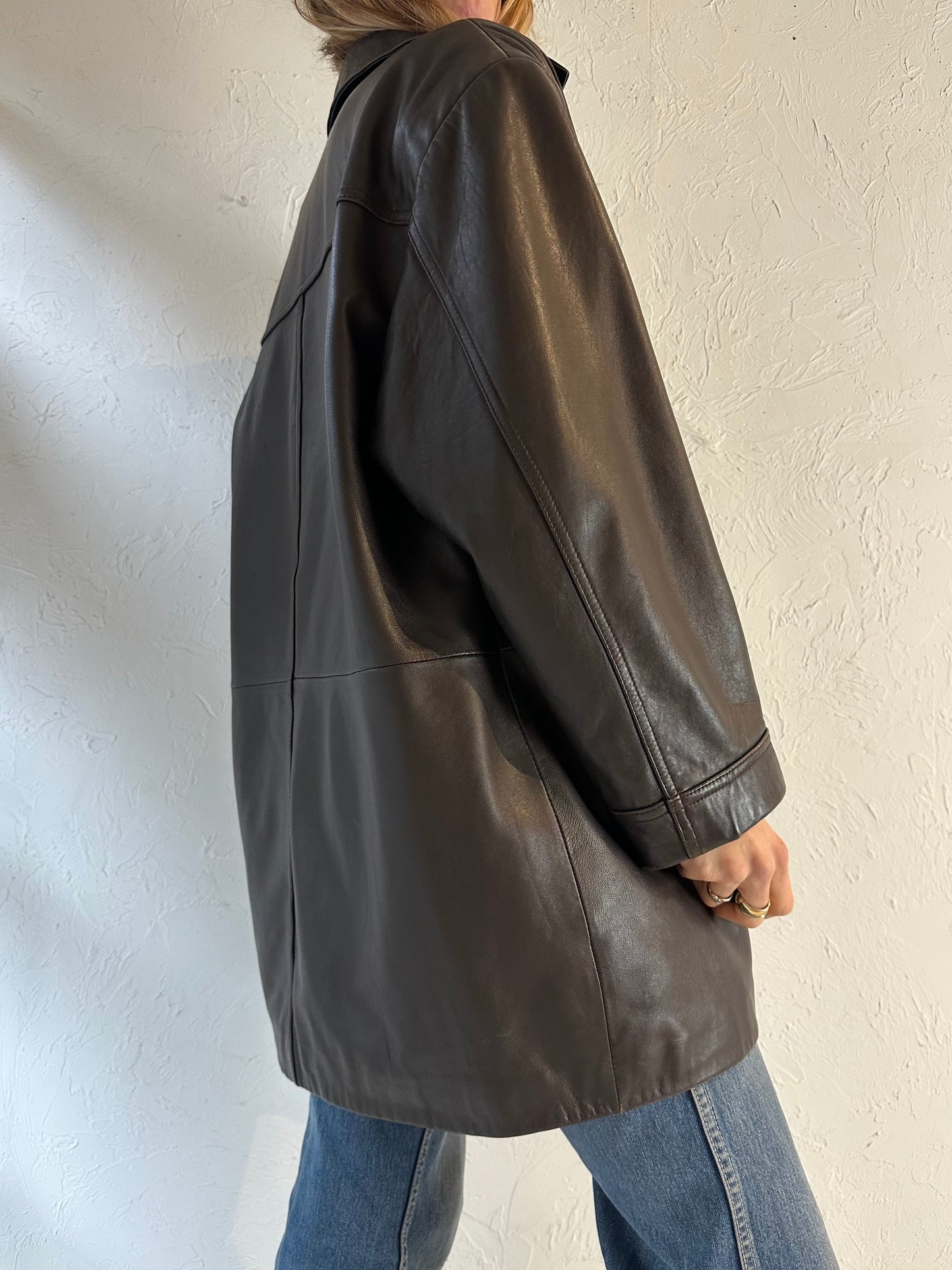 90s ‘Danier’ Brown Leather Jacket / Medium