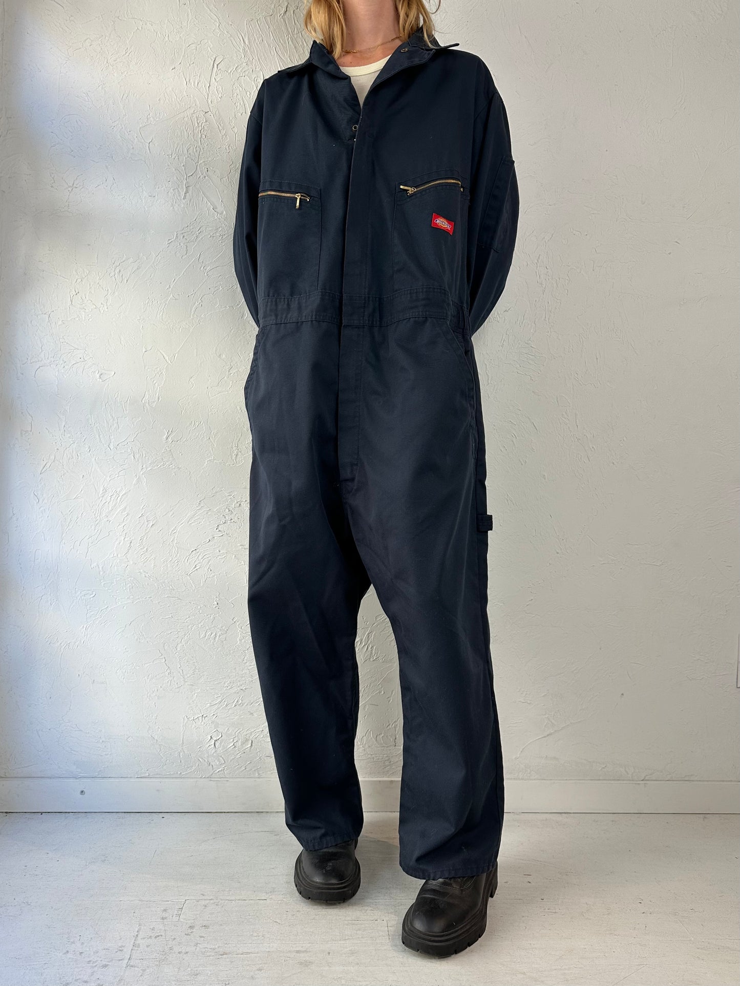 Y2k 'Dickies' Navy Blue Boiler Suit / Large