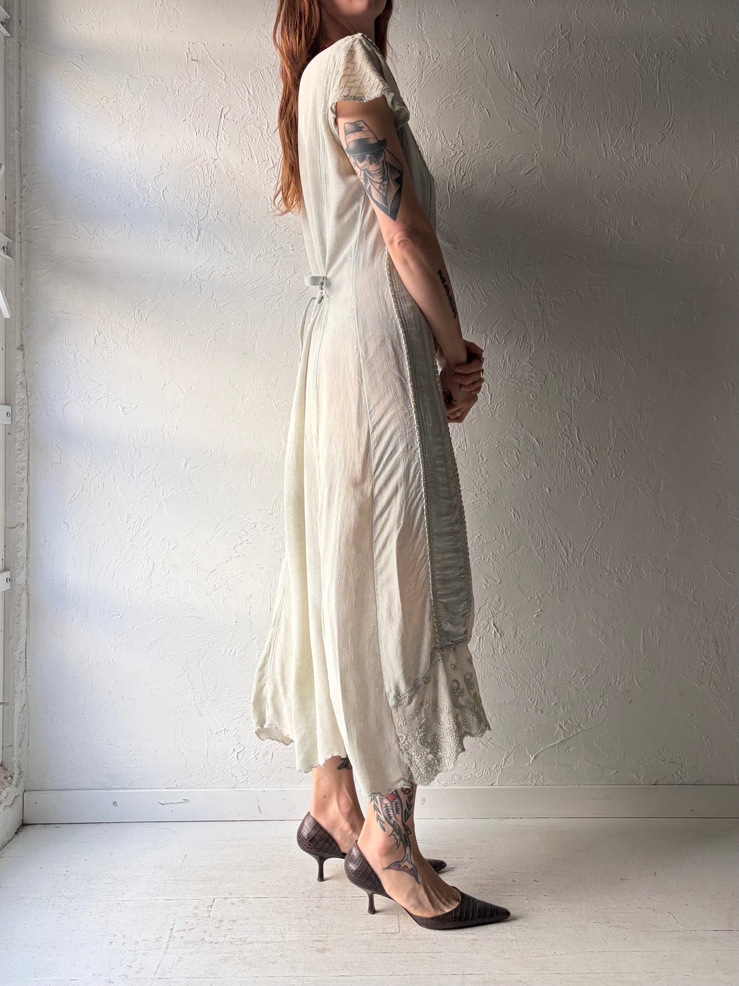 Y2k 'Papaya Moon' Gray Embroidered Fairycore Dress / Large
