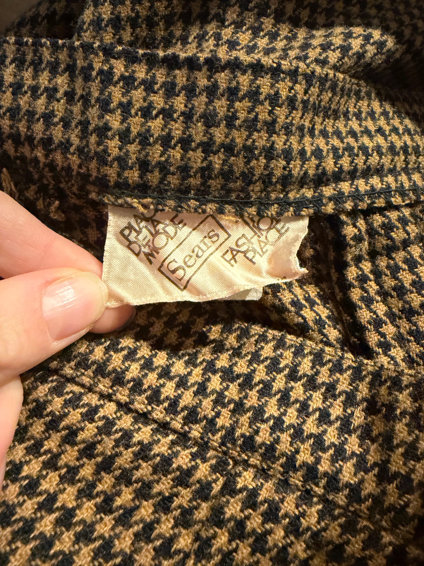 70s 'Sears' Herringbone Knit Midi Skirt / Union Made / Medium