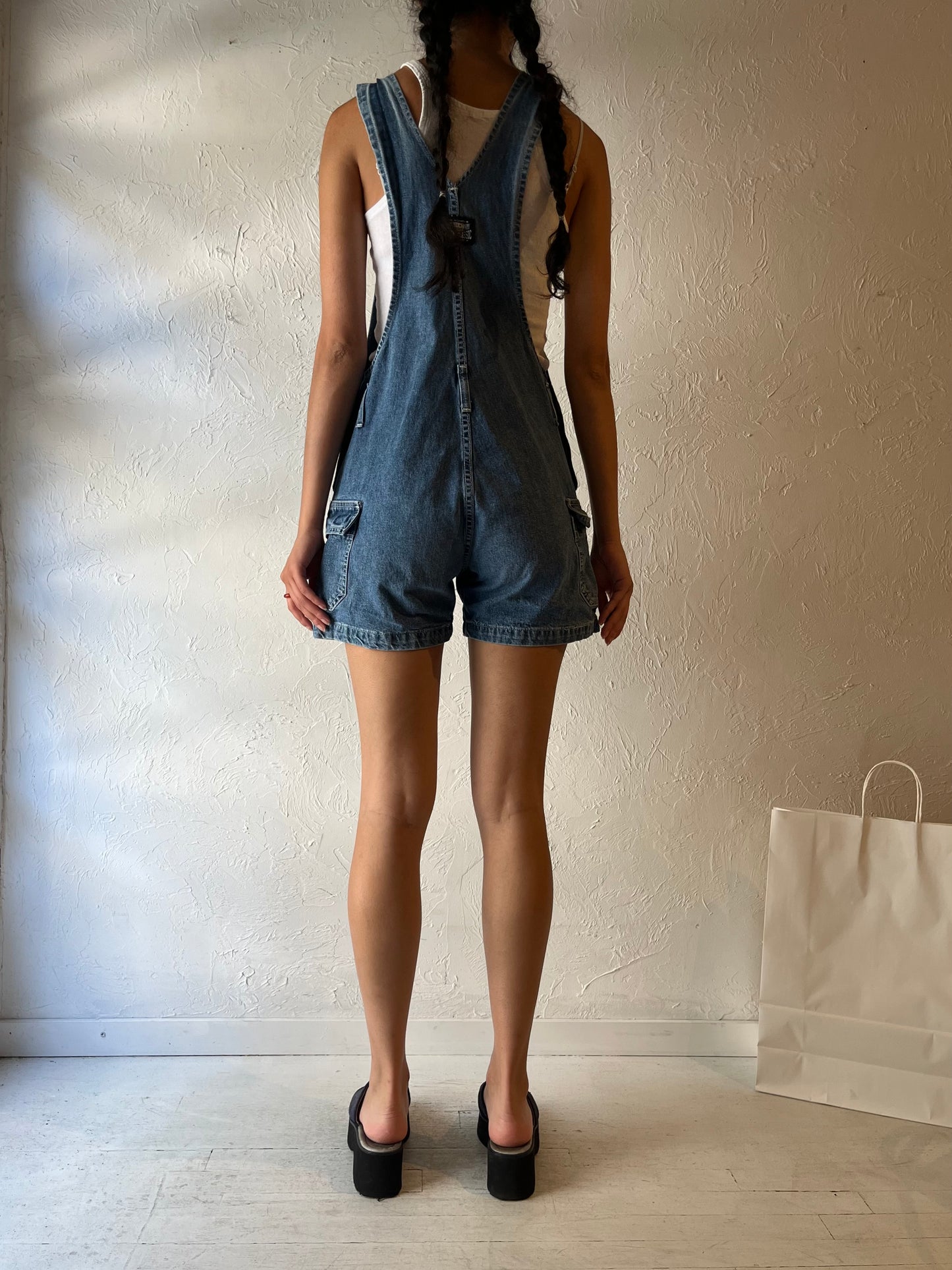 90s ‘Ikeda’ Denim Overall Shorts / Small