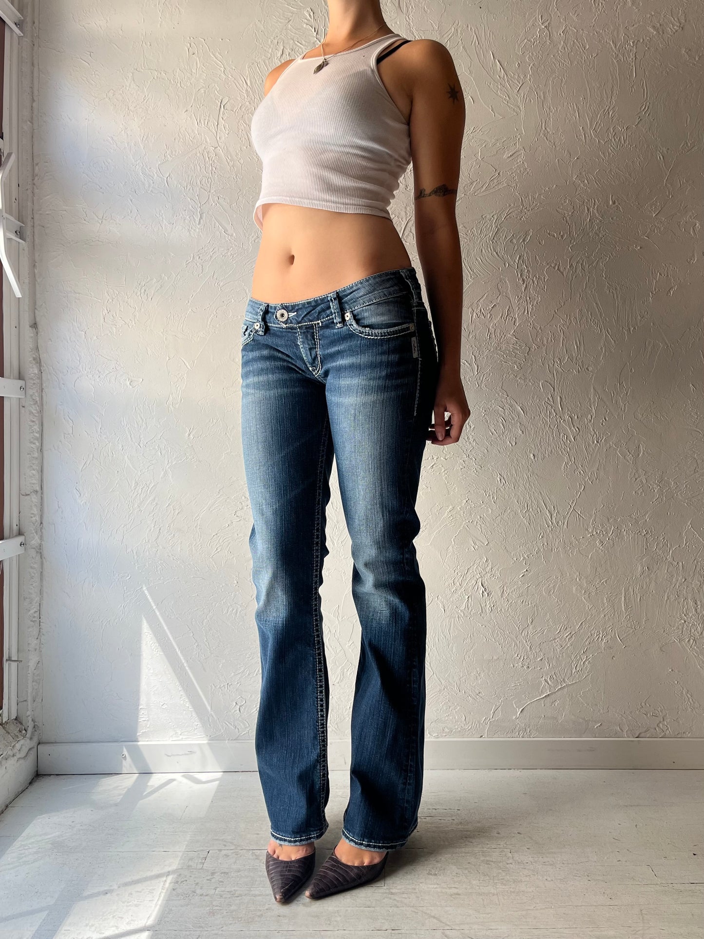Y2k 'Silver' Low Rise Flare Stretch Jeans / Medium
