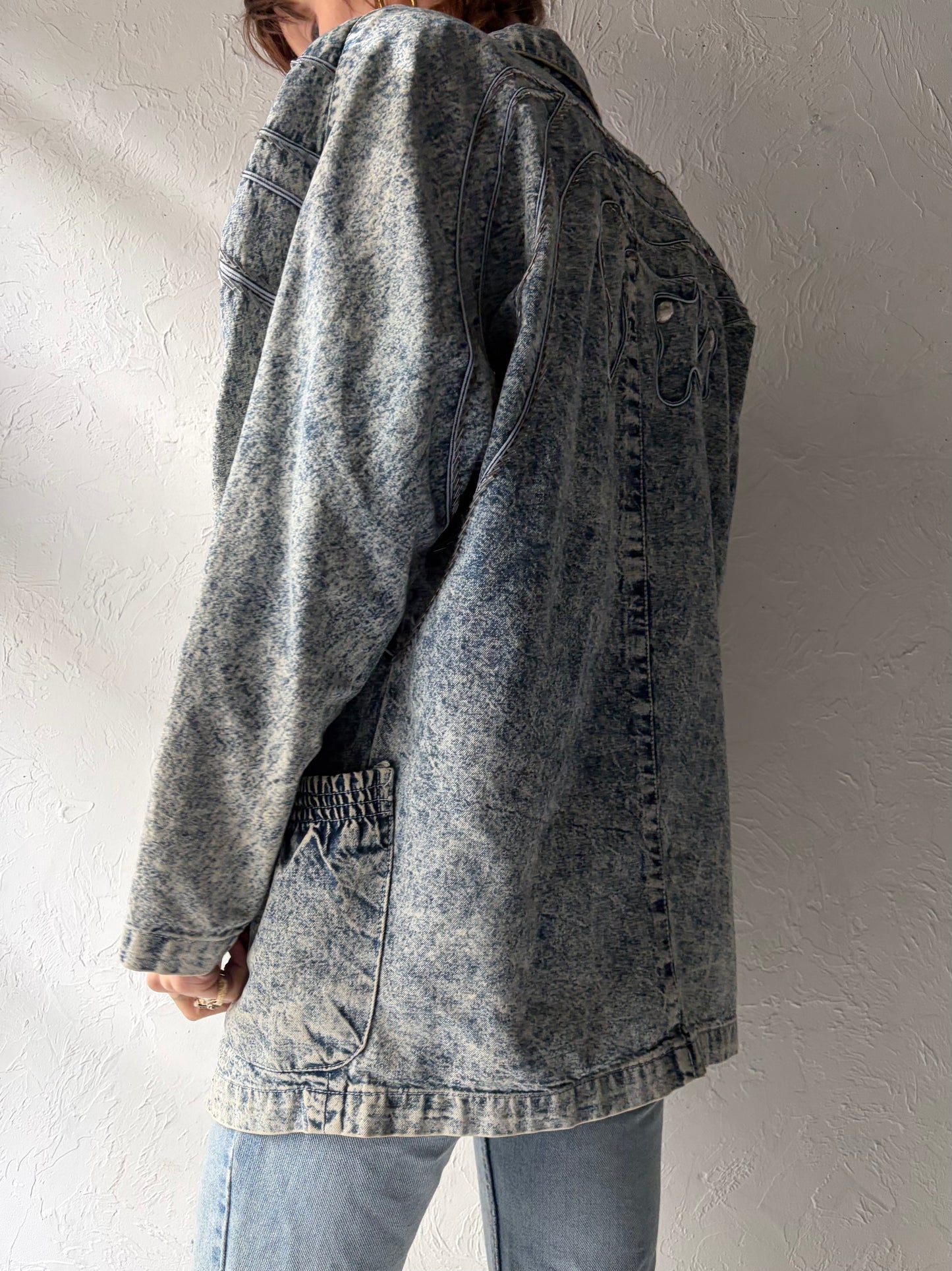 80s 'Michelle's' Retro Acid Wash Denim Jacket / 1980s Jean Western Blazer Jacket / Medium