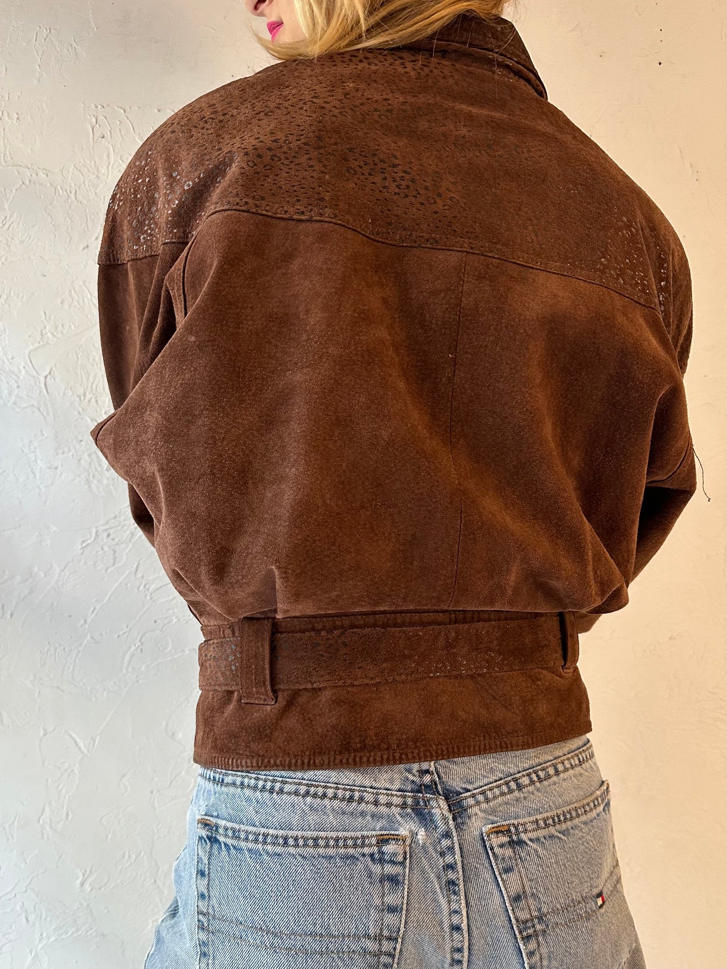 90s 'Byrnes & Baker' Brown Suede Leather Jacket / XS