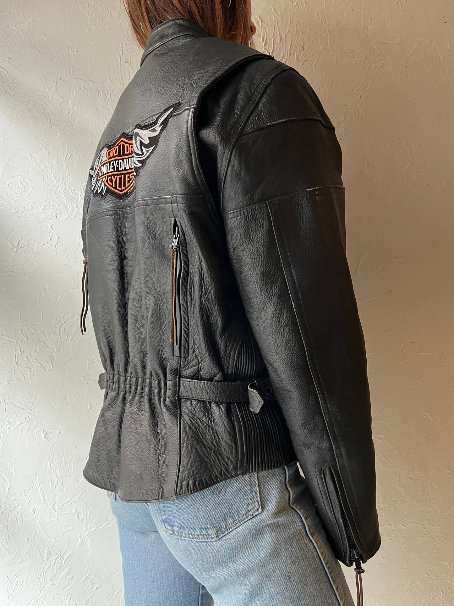 90s 'Leather King' Harley Davidson Leather Biker Jacket / Small