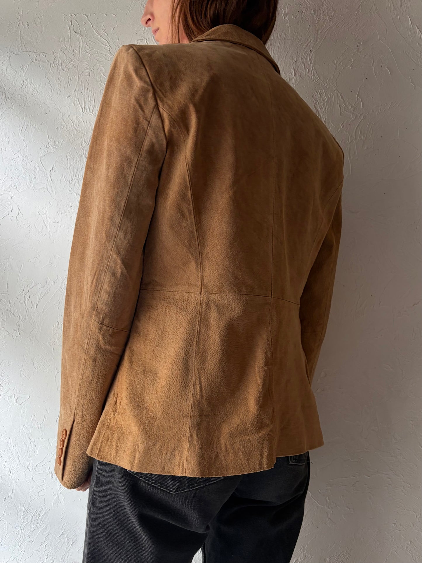 Y2k 'Chadwicks' Suede Leather Minimalist Blazer Jacket / Medium