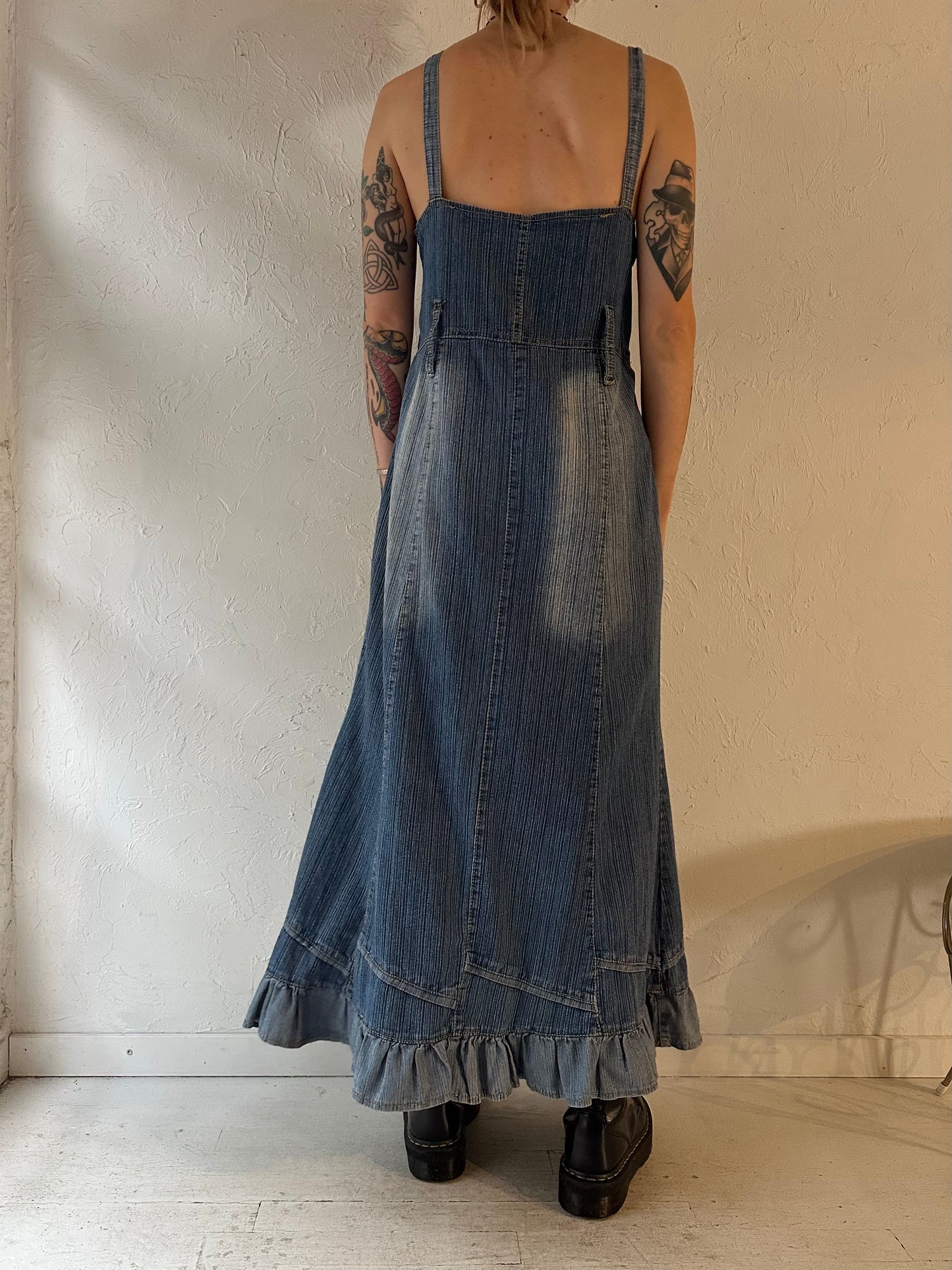 Y2k Denim Maxi Dress / Medium