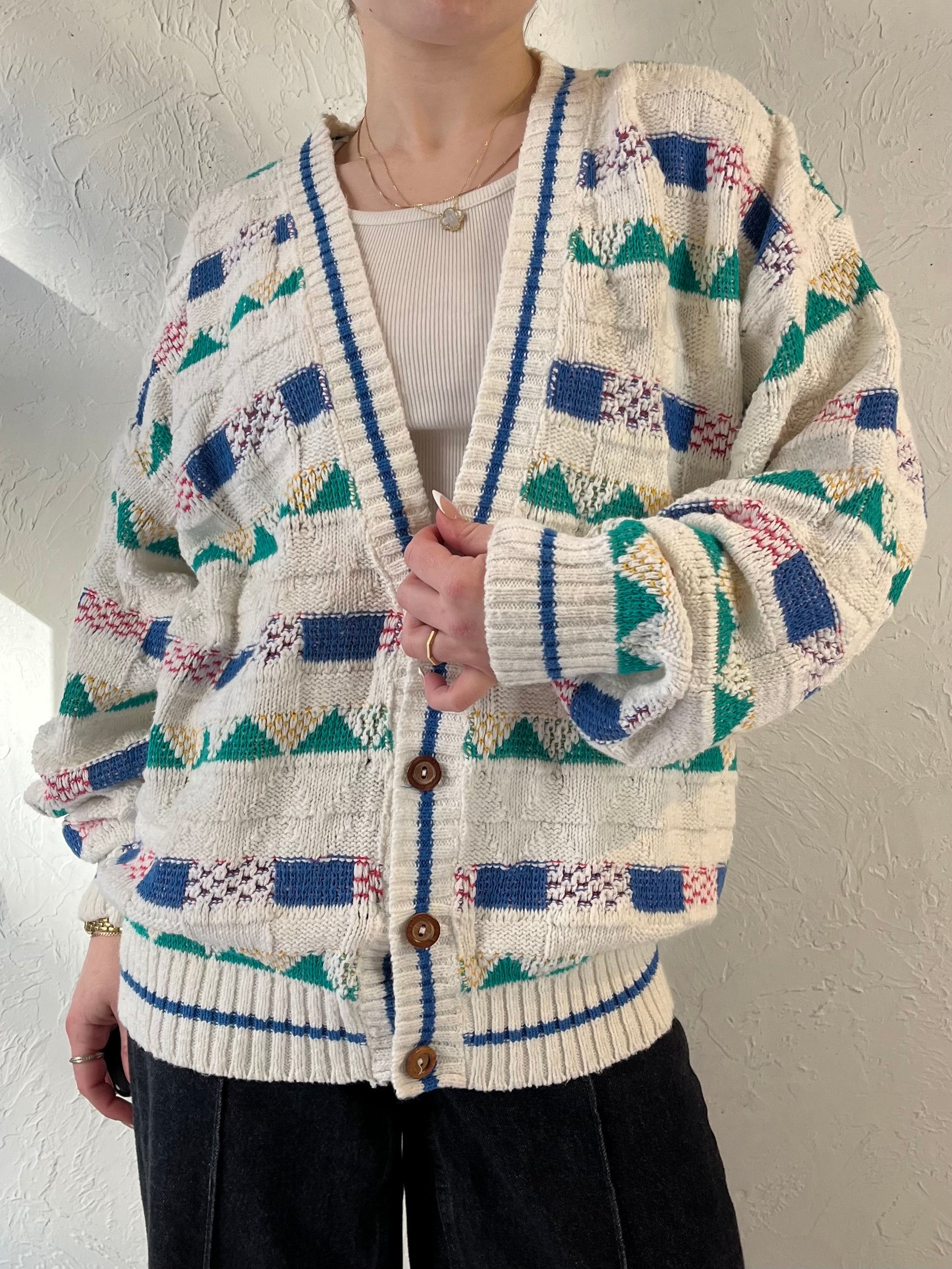 90s ‘Waterfront Workshop’ Cardigan Sweater / Large