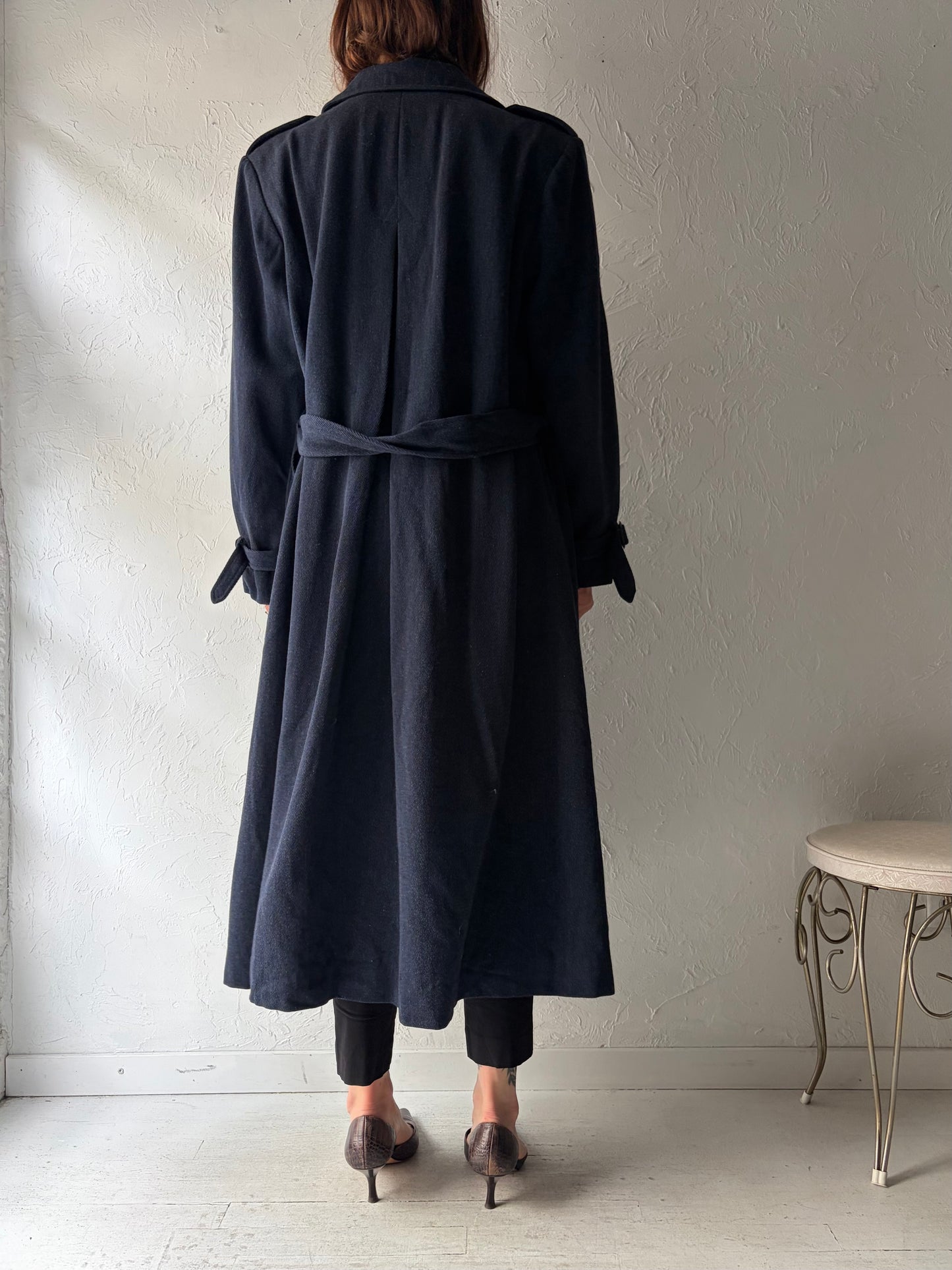 Vintage 'Pendleton' Navy Blue Wool Trench Coat / Medium