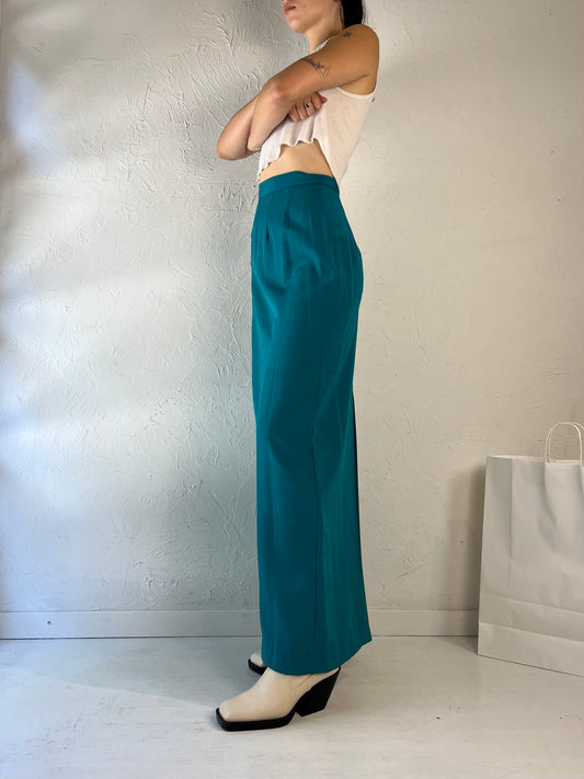Vintage Handmade Teal Blue Long Pencil Skirt / Small