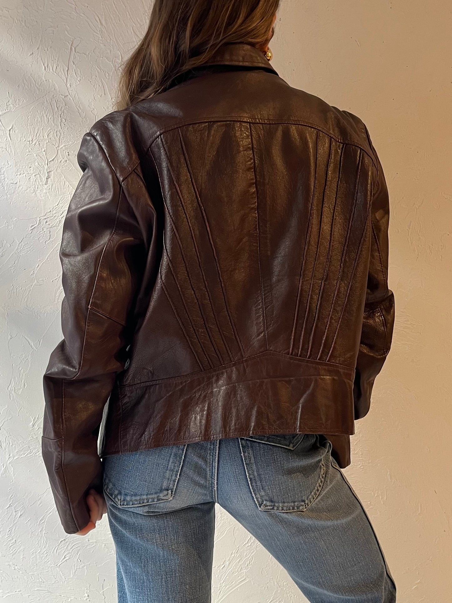 80s 'Boutique of Leathers' Brown Leather Jacket / Medium