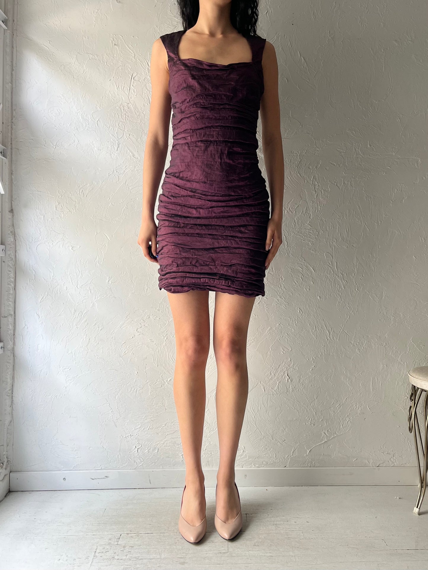 Y2k 'Le Chateau' Purple Mini Bodycon Dress / XL
