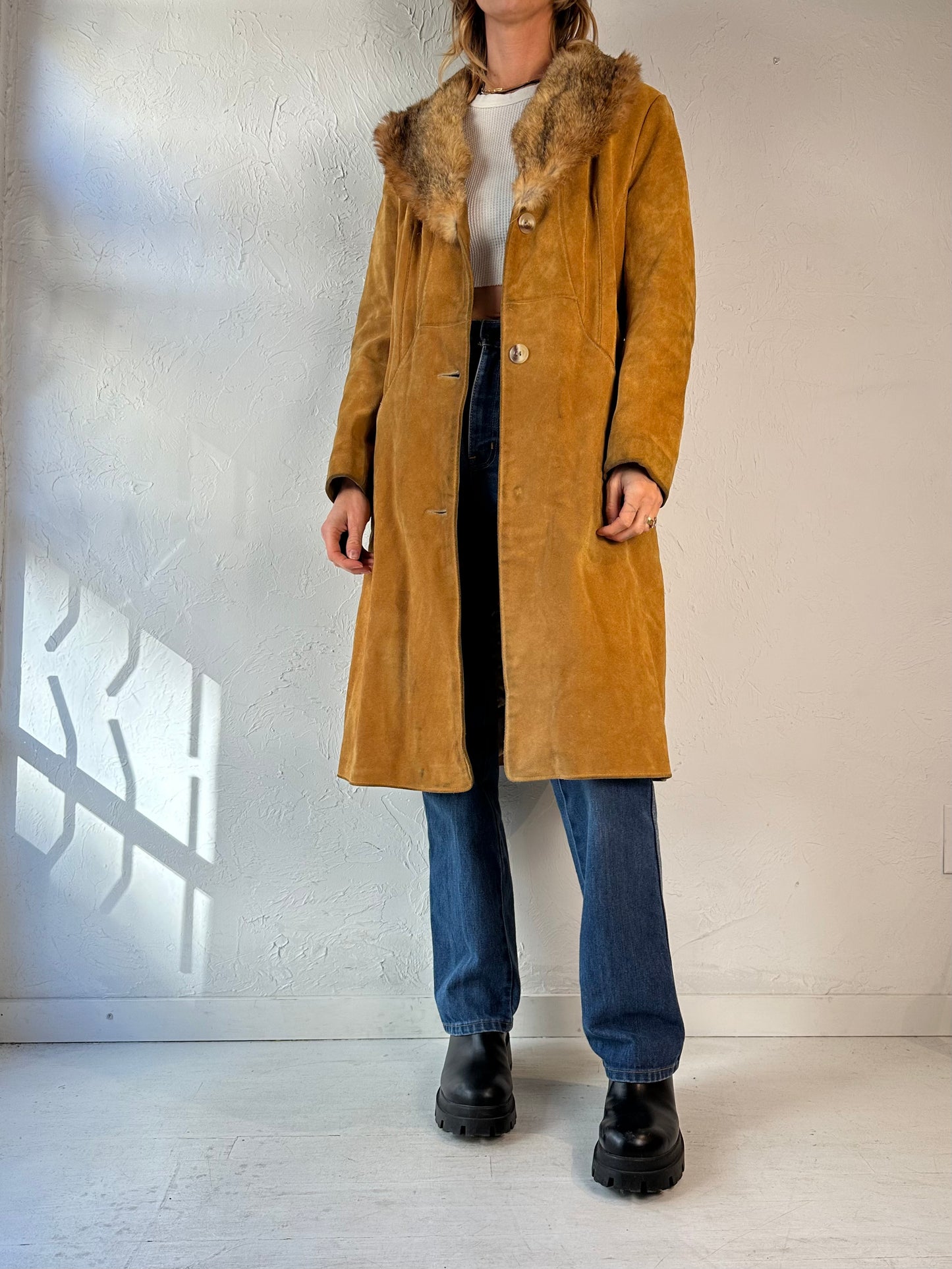 70s 'Fairweather' Suede Leather Penny Lane Coat / Small