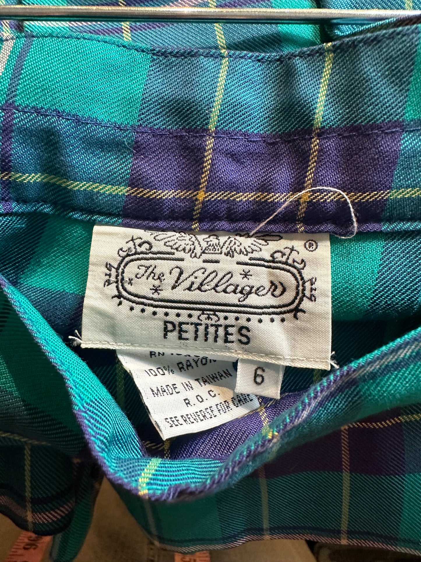 80s 'The Villagers' Teal Plaid Pleated Skirt / Small