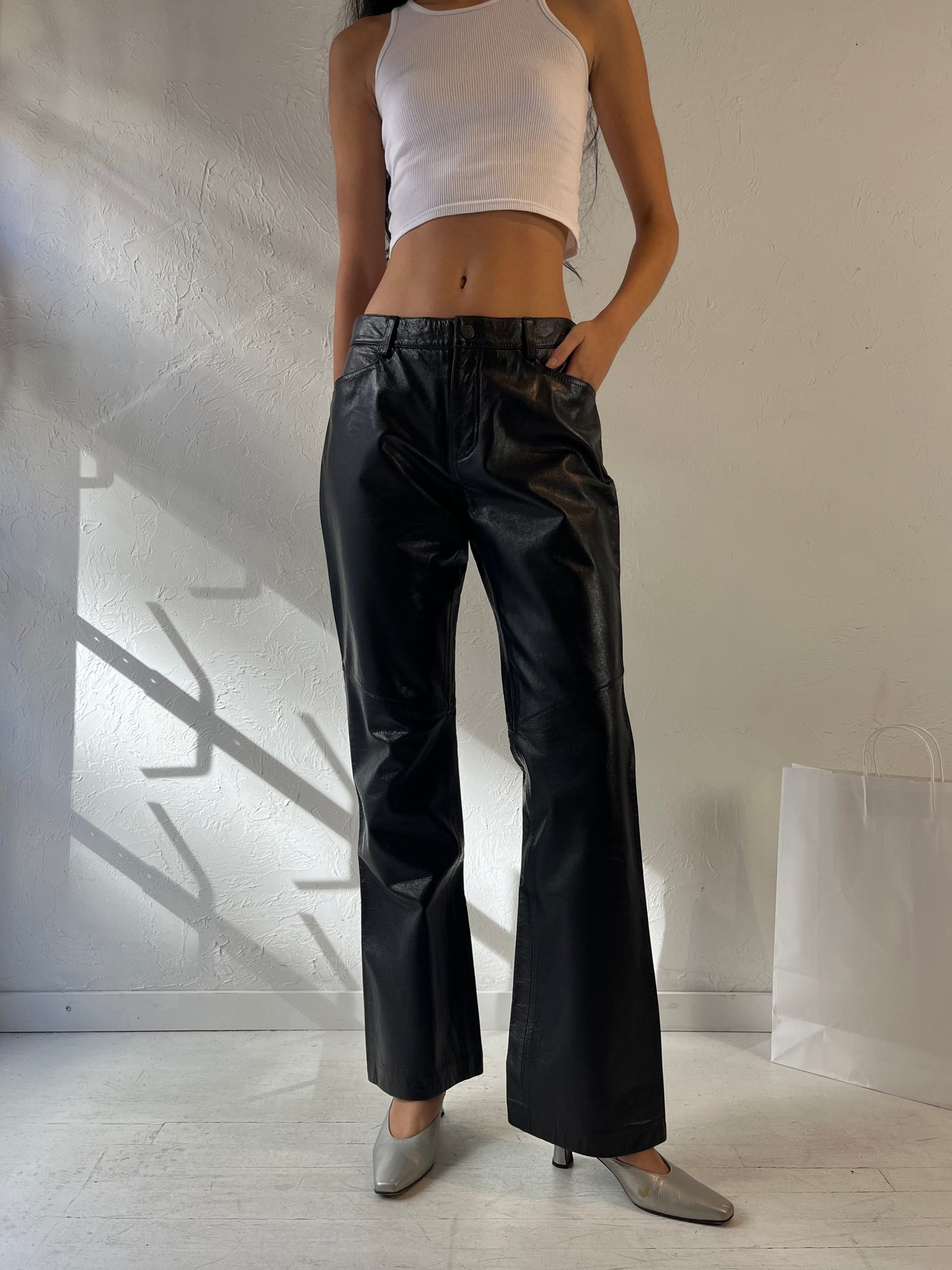 Y2K ‘Gap’ Bootcut Leather Pants / Medium