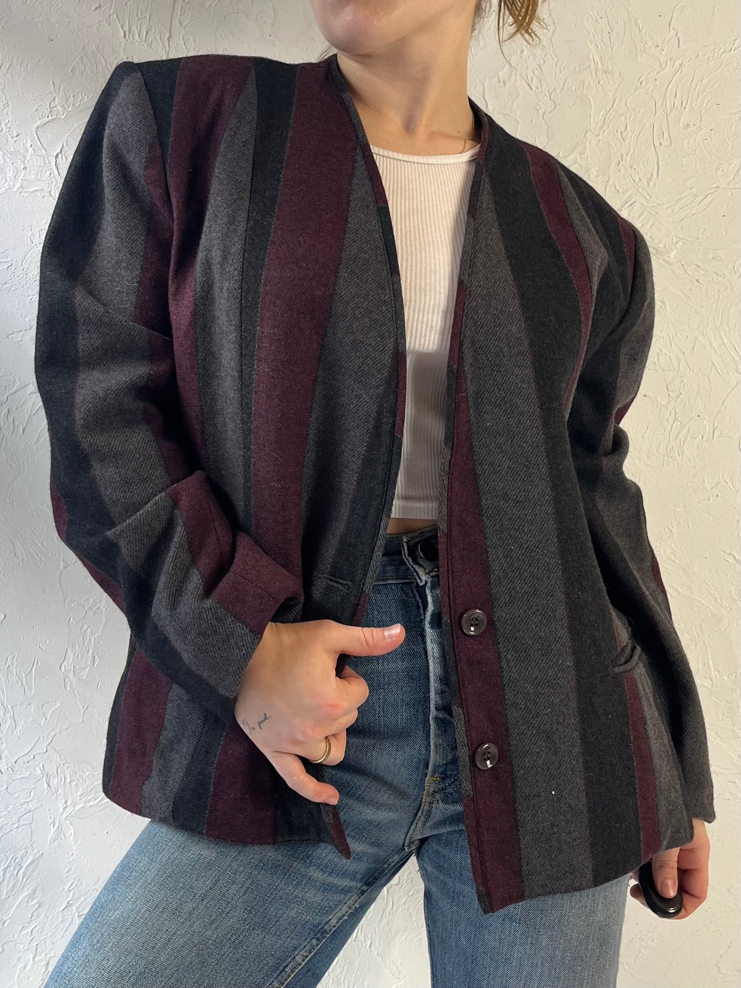 90s ‘Westchester Sport’ Striped Knit Jacket / Large