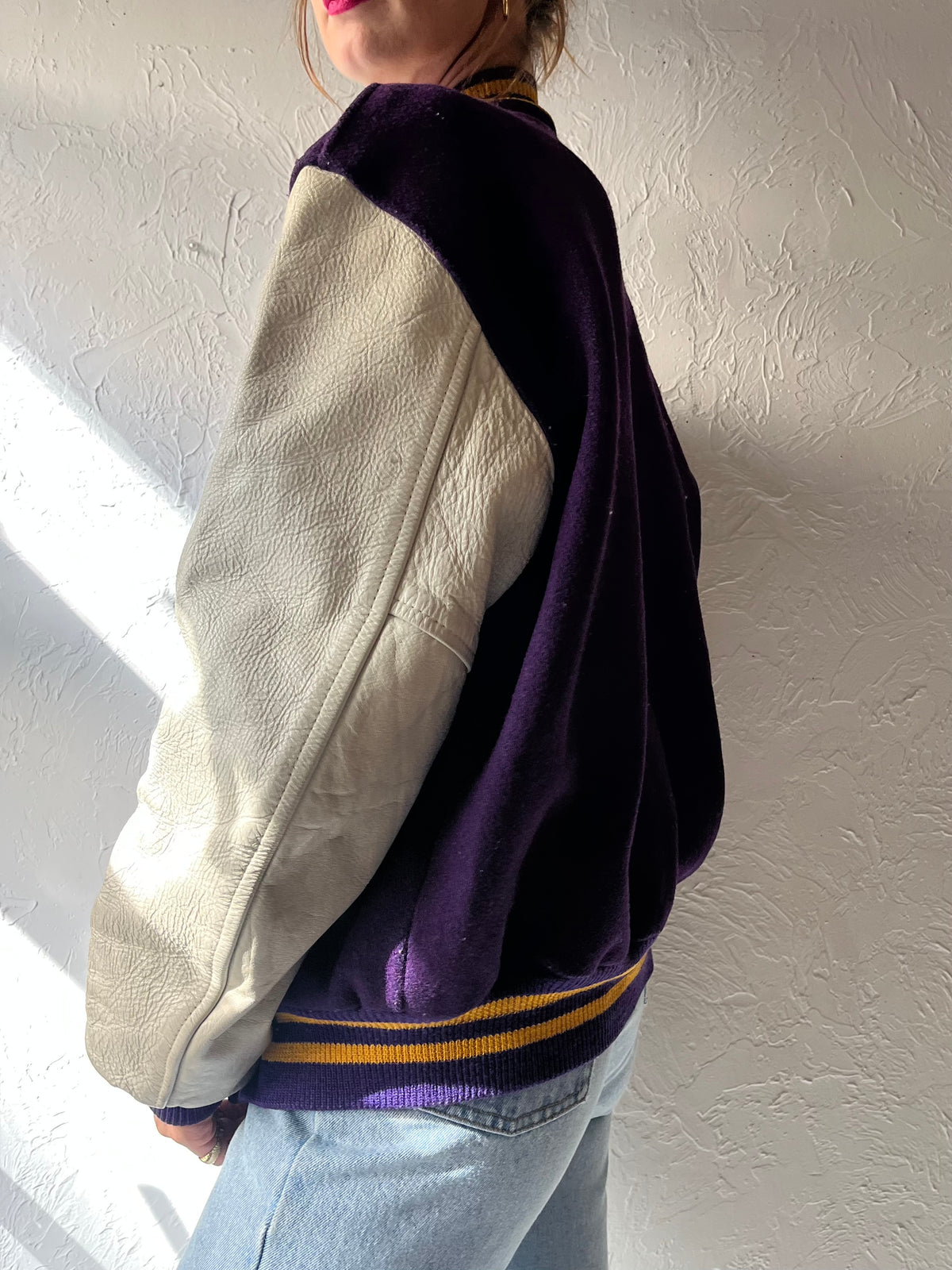 60s 'Butwin' Purple Wool Leather Varsity Jacket / Small