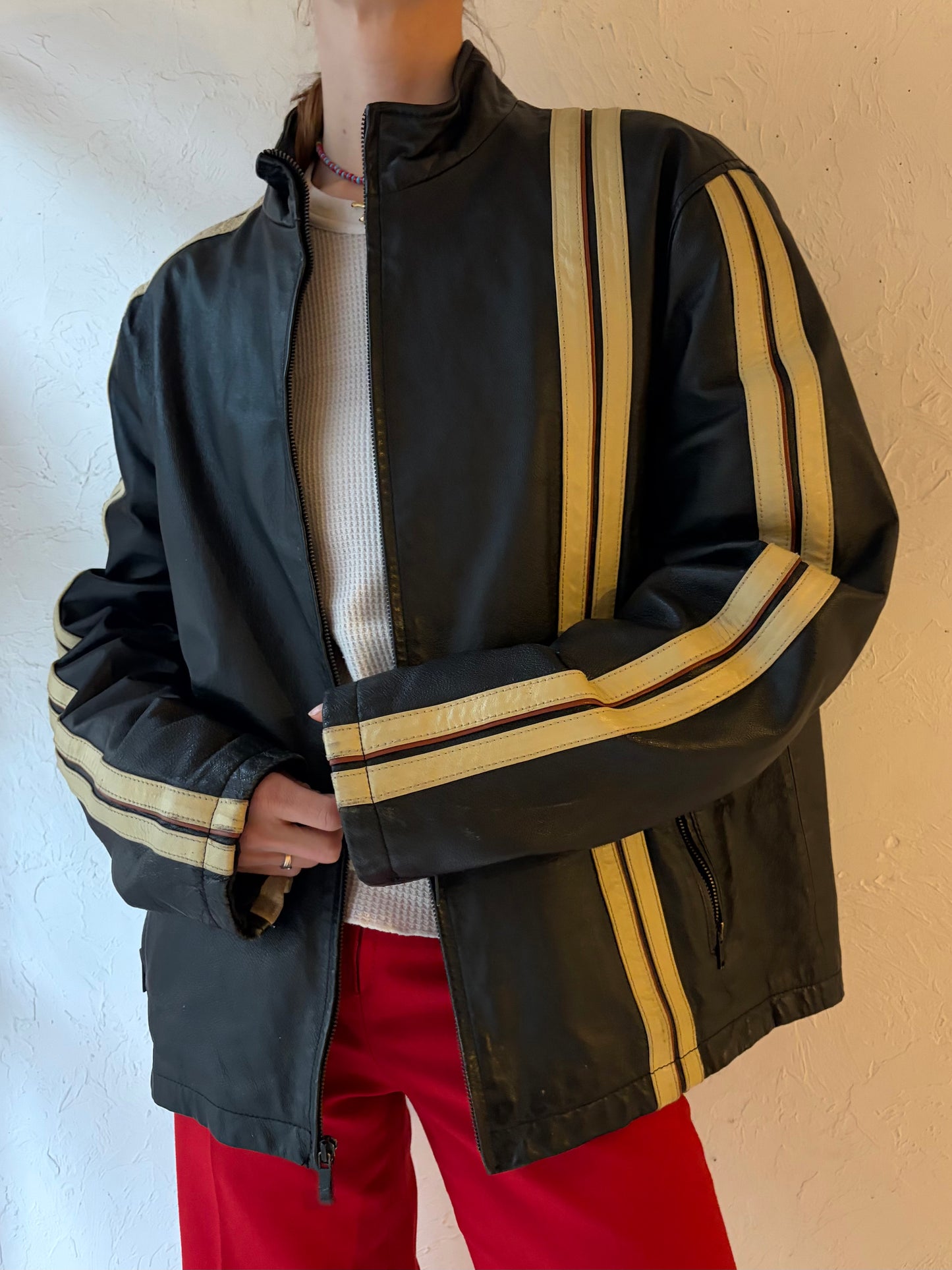 Y2k 'Street Legal' Leather Jacket / Large