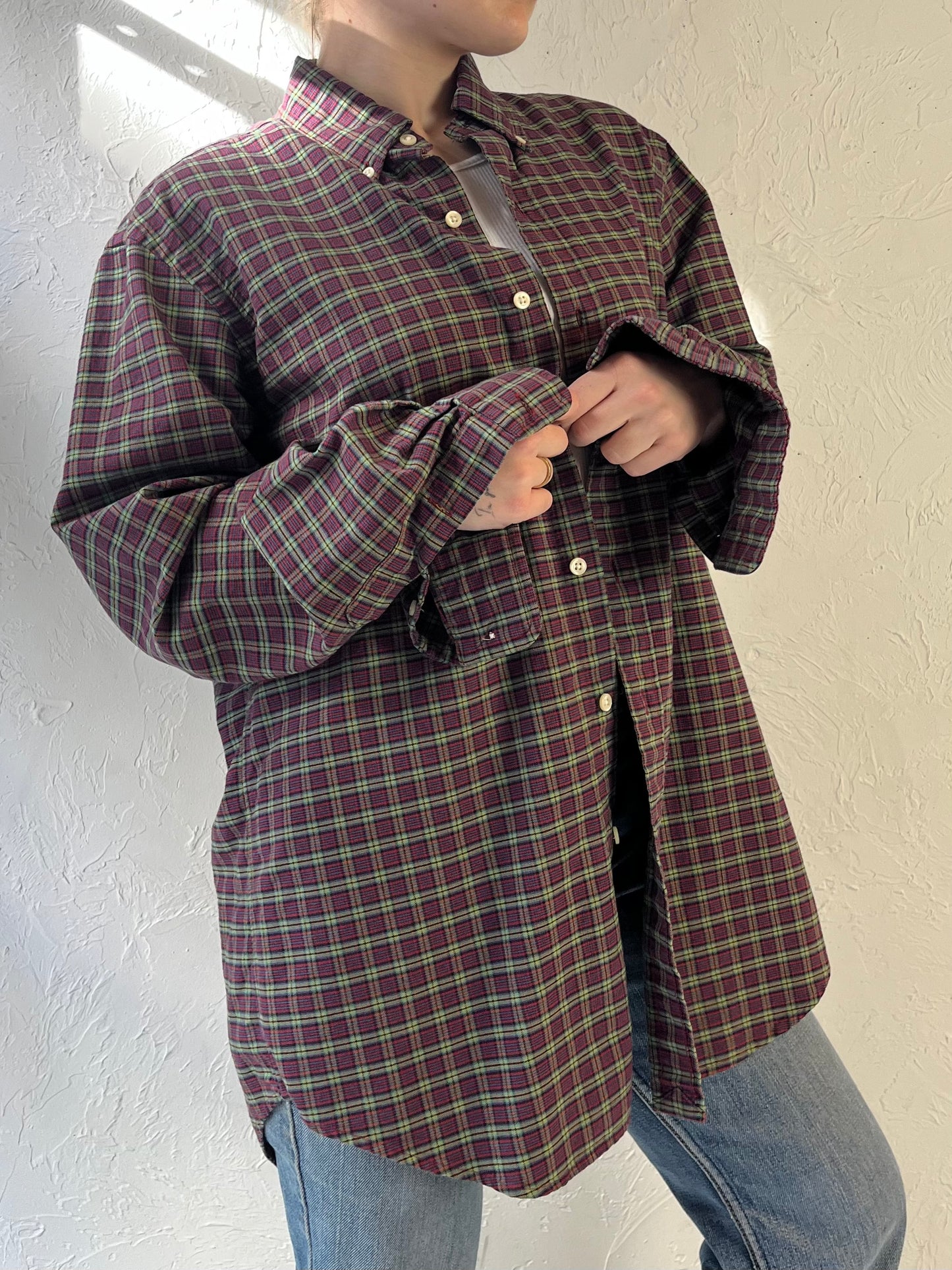 Y2k 'Ralph Lauren' Plaid Button Up Cotton Shirt / Medium