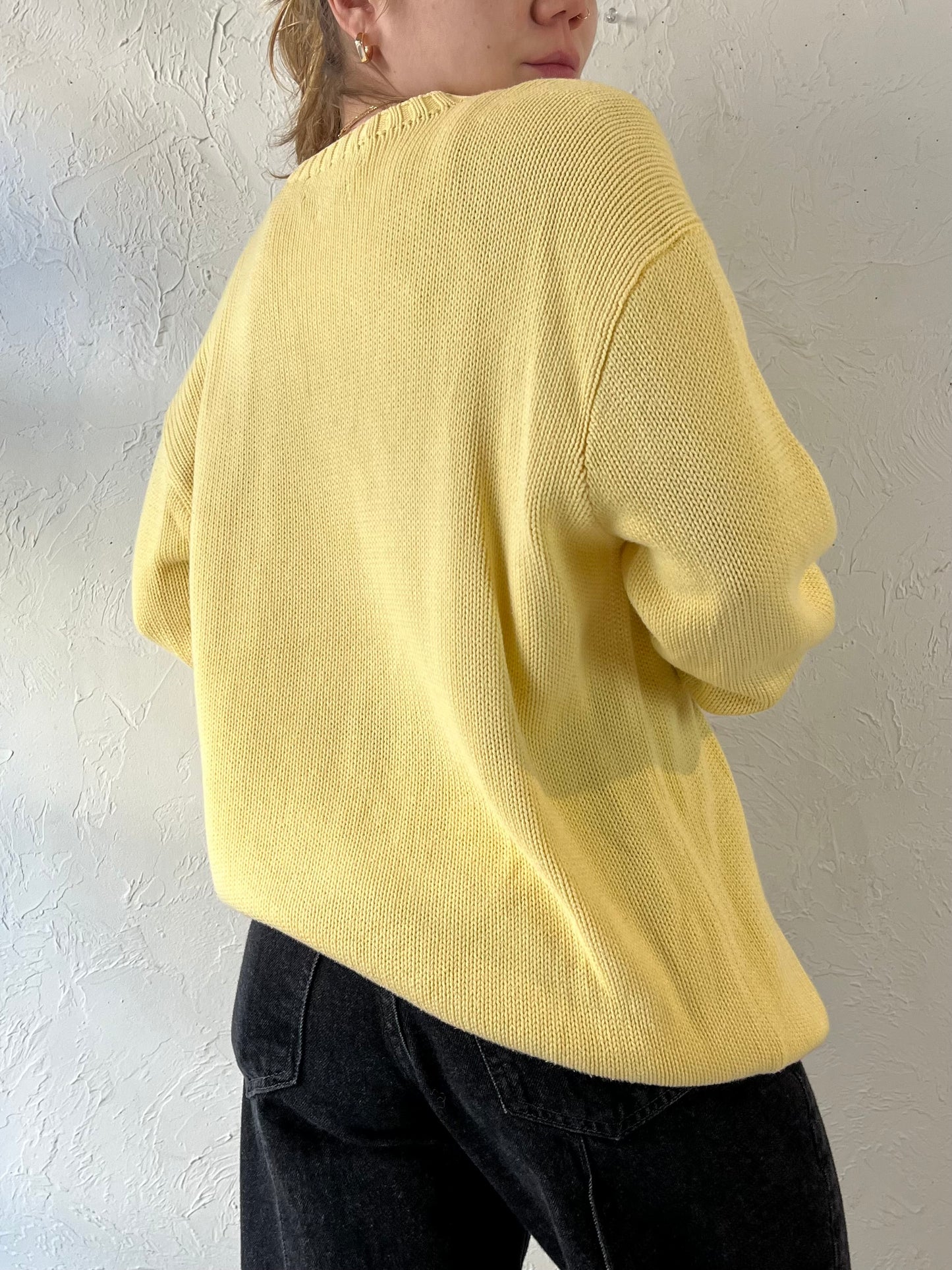 Y2K ‘Ralph Lauren’ Yellow Cotton Knit Sweater / Small