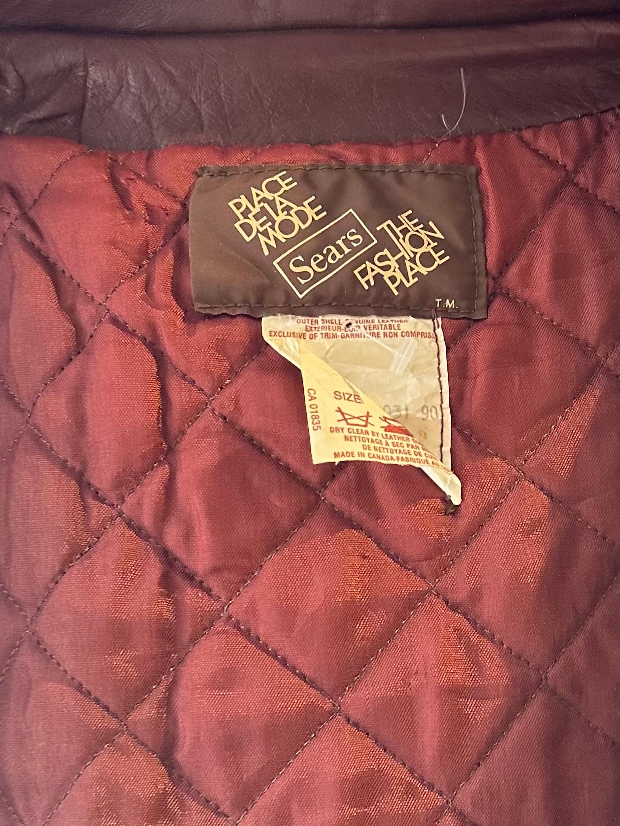70s ‘Sears’ Burgundy Leather Jacket / Small