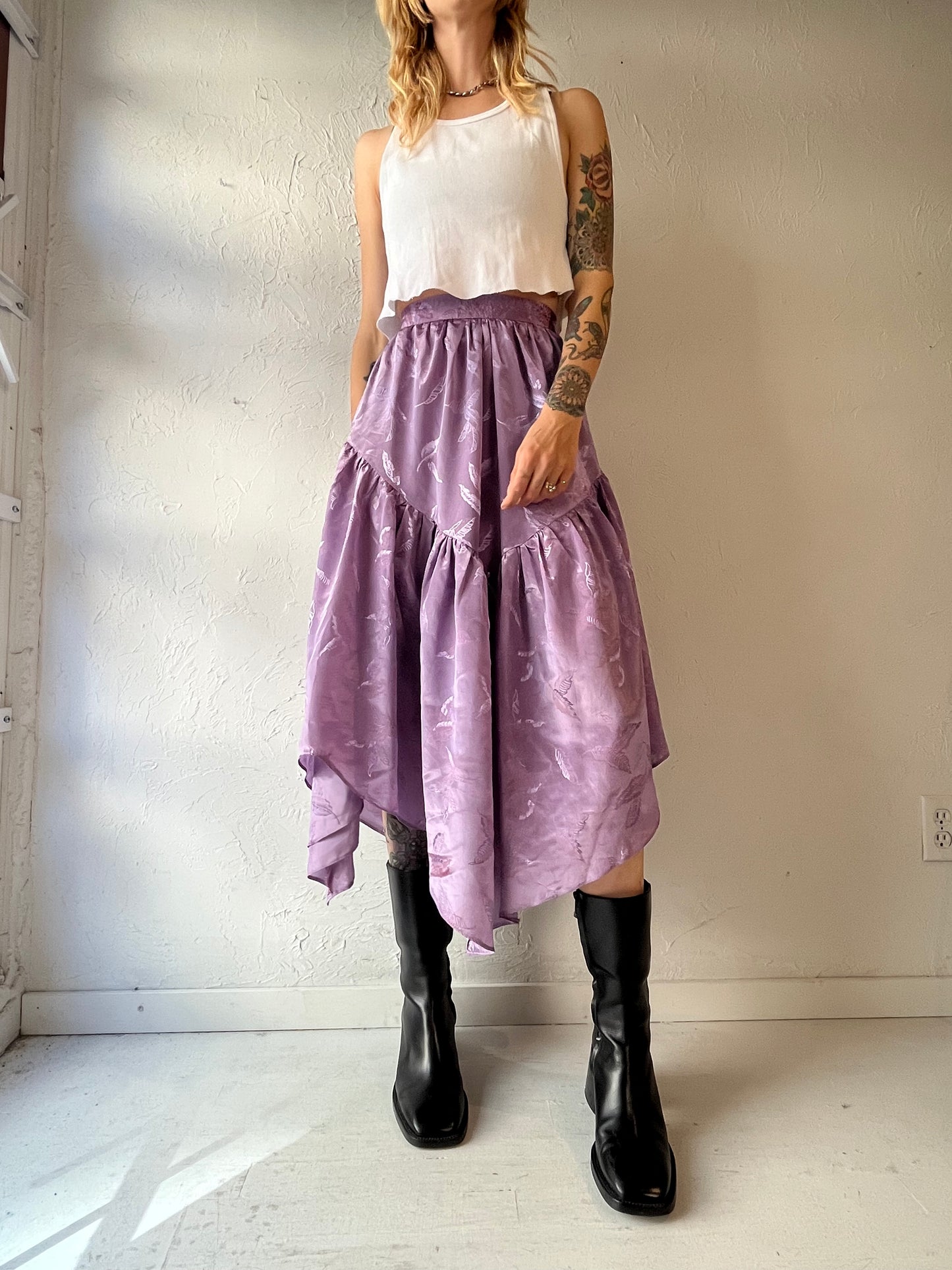 Vintage Handmade Purple Western Midi Skirt / XS