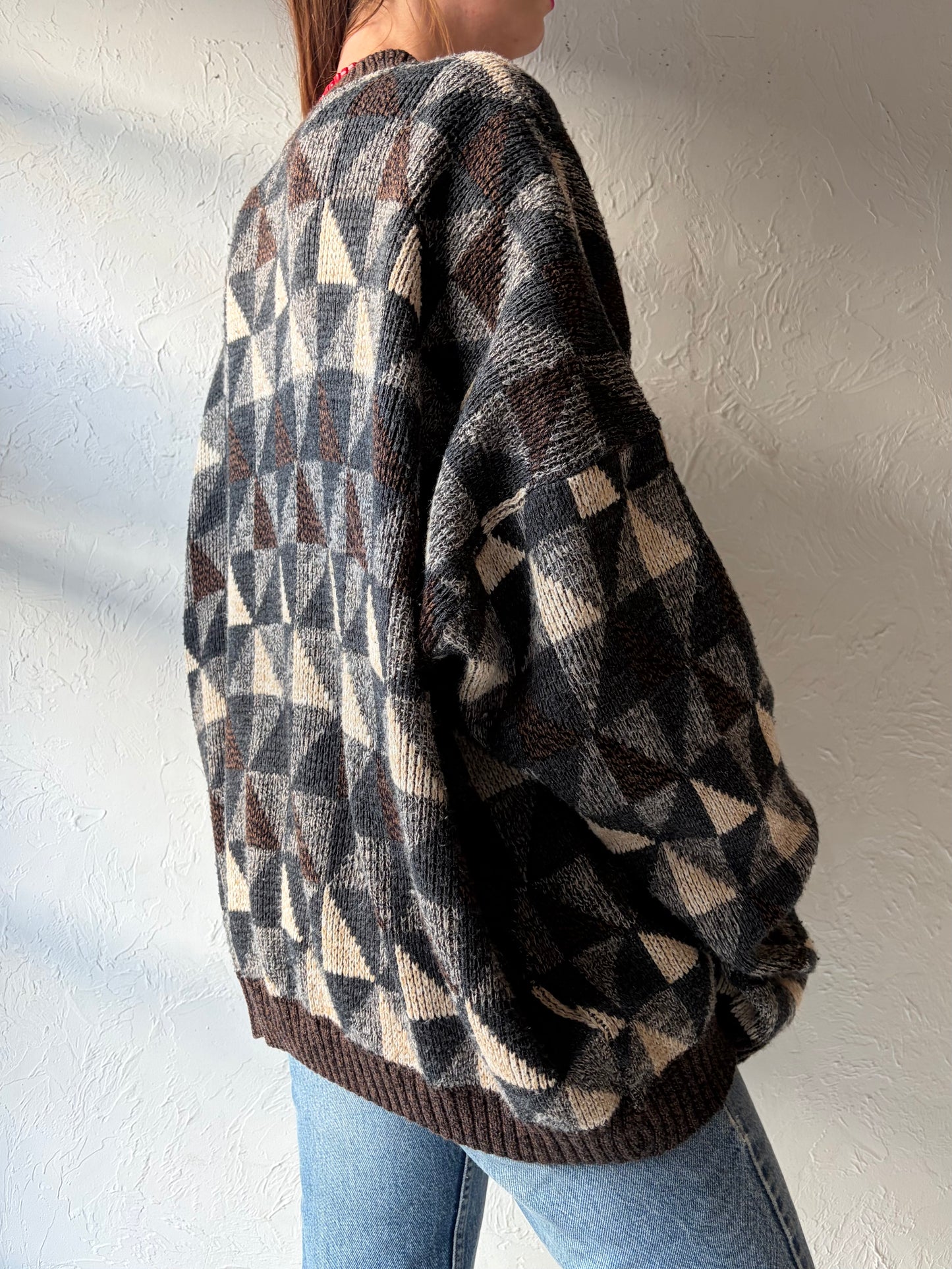 90s 'David Taylor' Oversized Acrylic Cardigan Sweater / 2XL