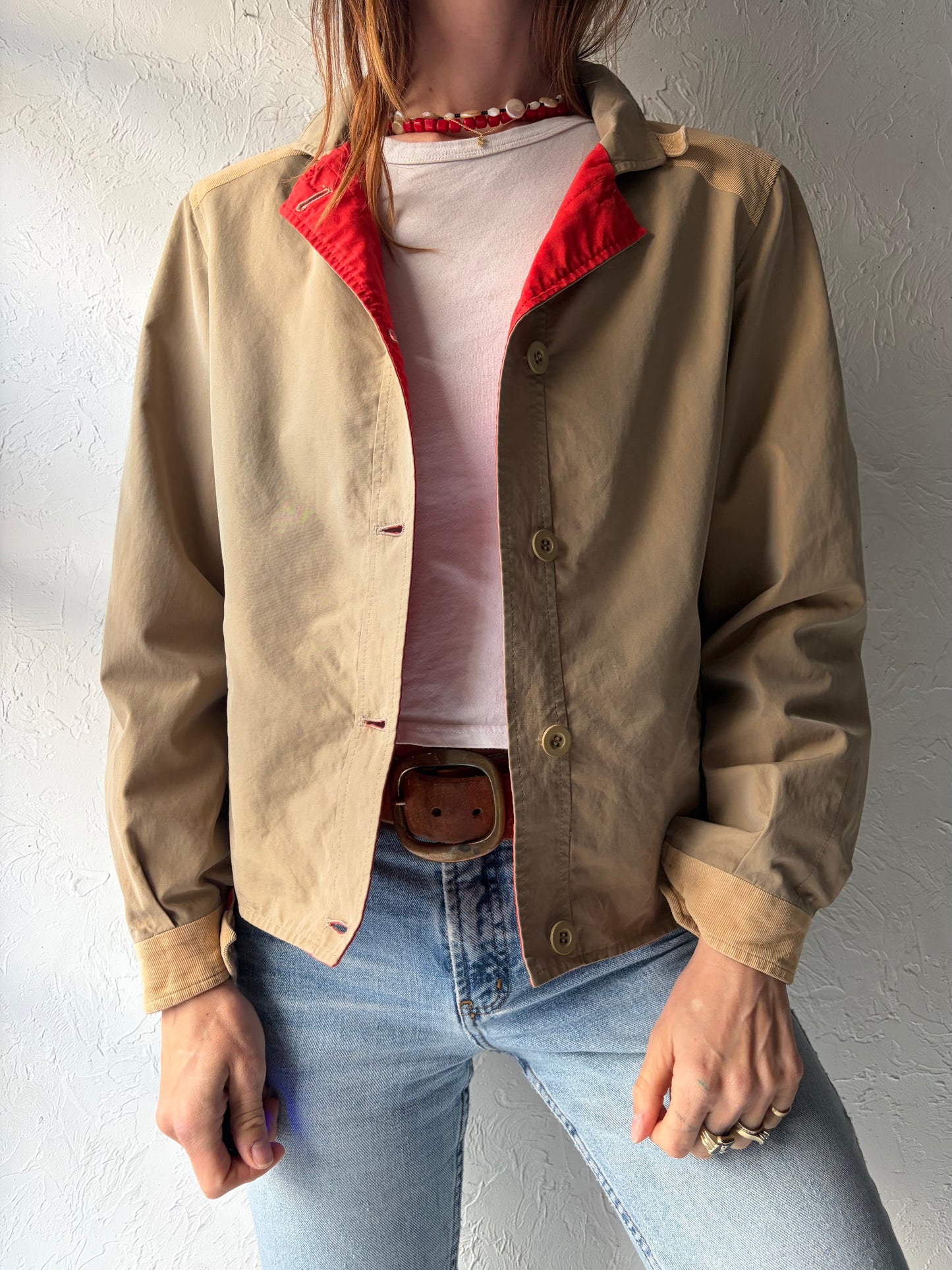 90s 'Invertere' Tan Lightweight Minimalist Workwear Jacket / Small