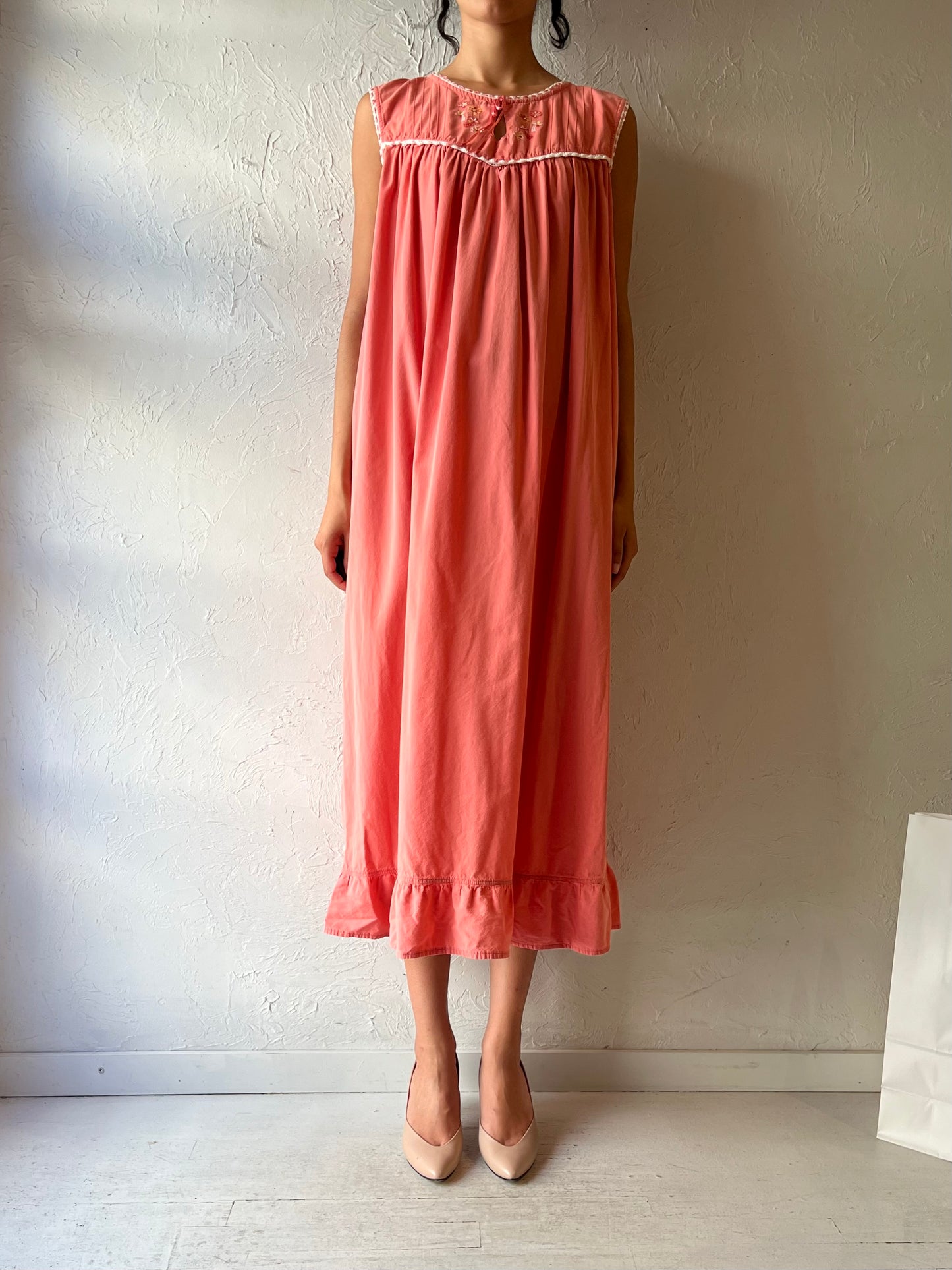 90s 'PS Intimates' Pink Cotton Dress / Medium