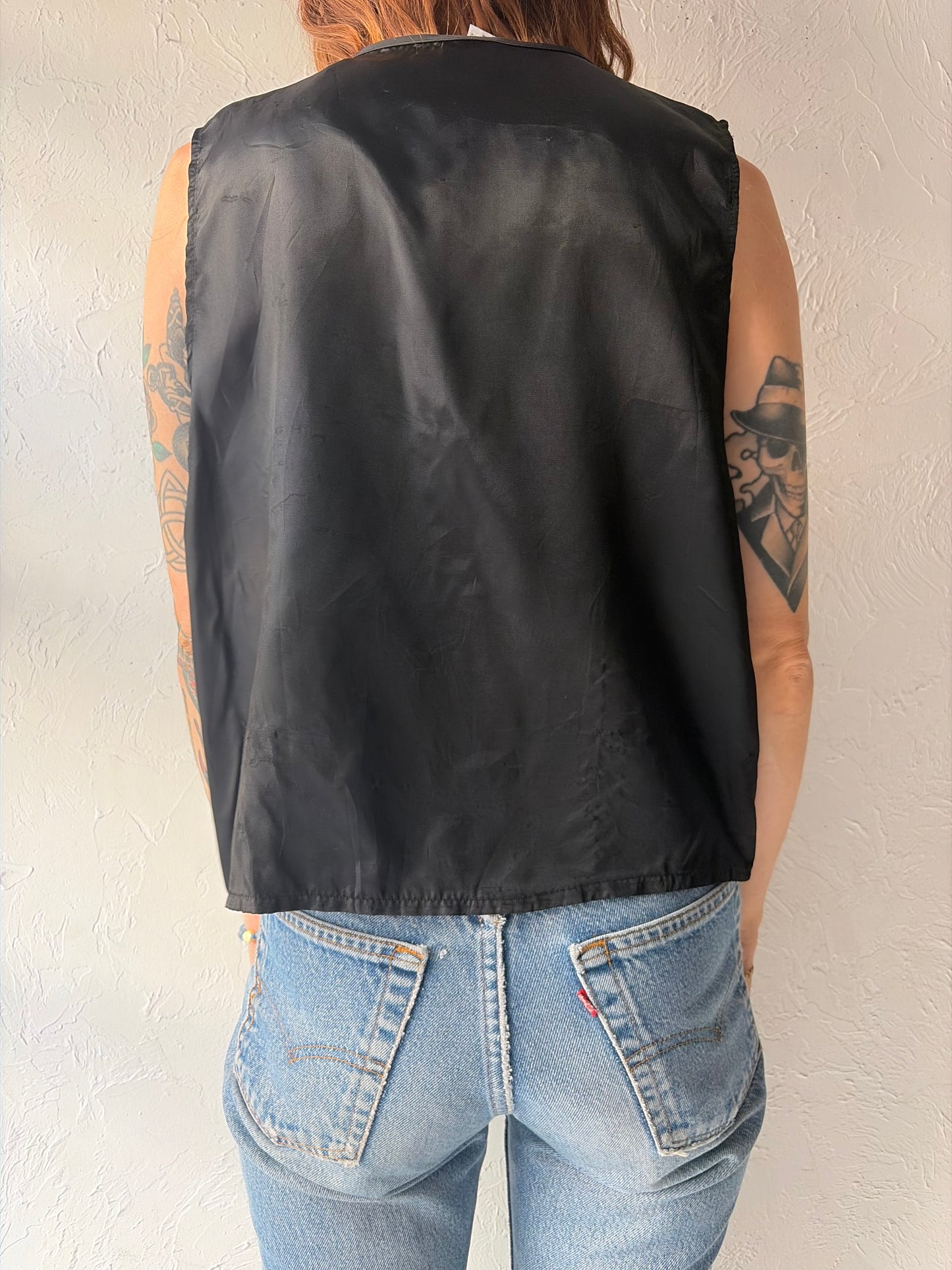 80s 'Mickey & CO.' Black Mickey Mouse Novelty Print Retro Vest / Medium